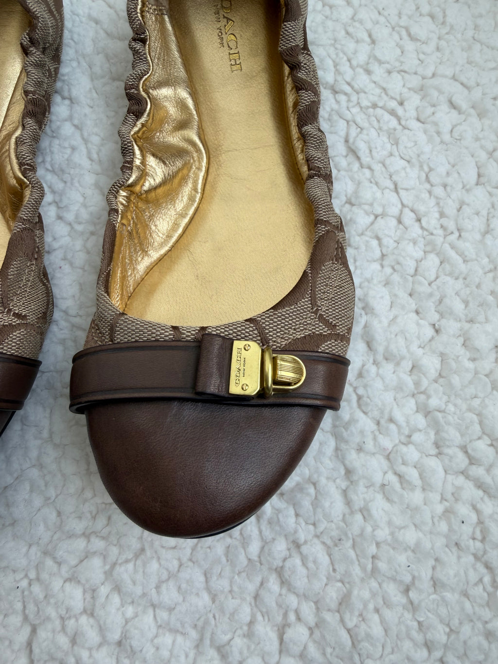 Coach Brown Signature Ballet Flats