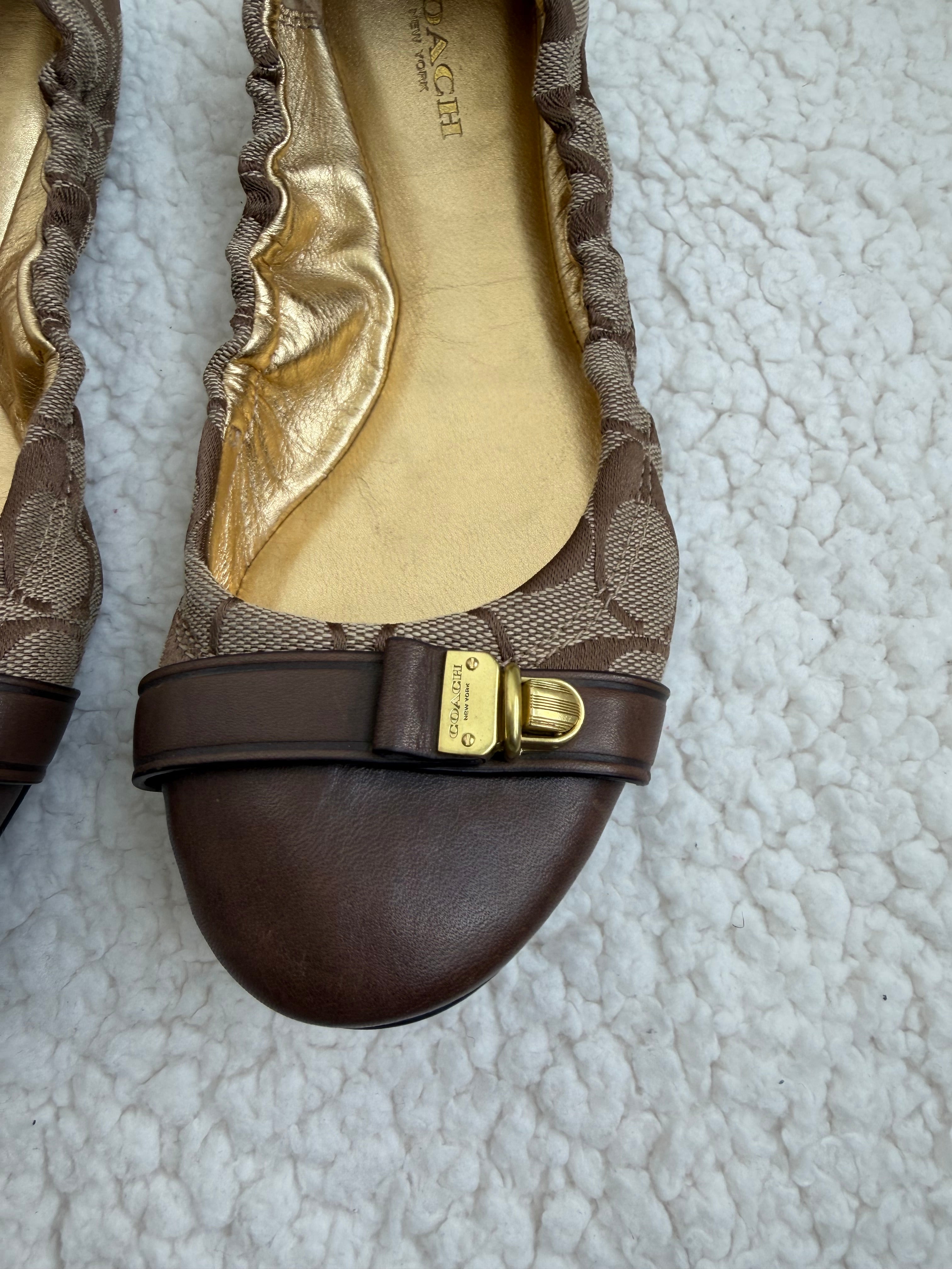 Coach Brown Signature Ballet Flats