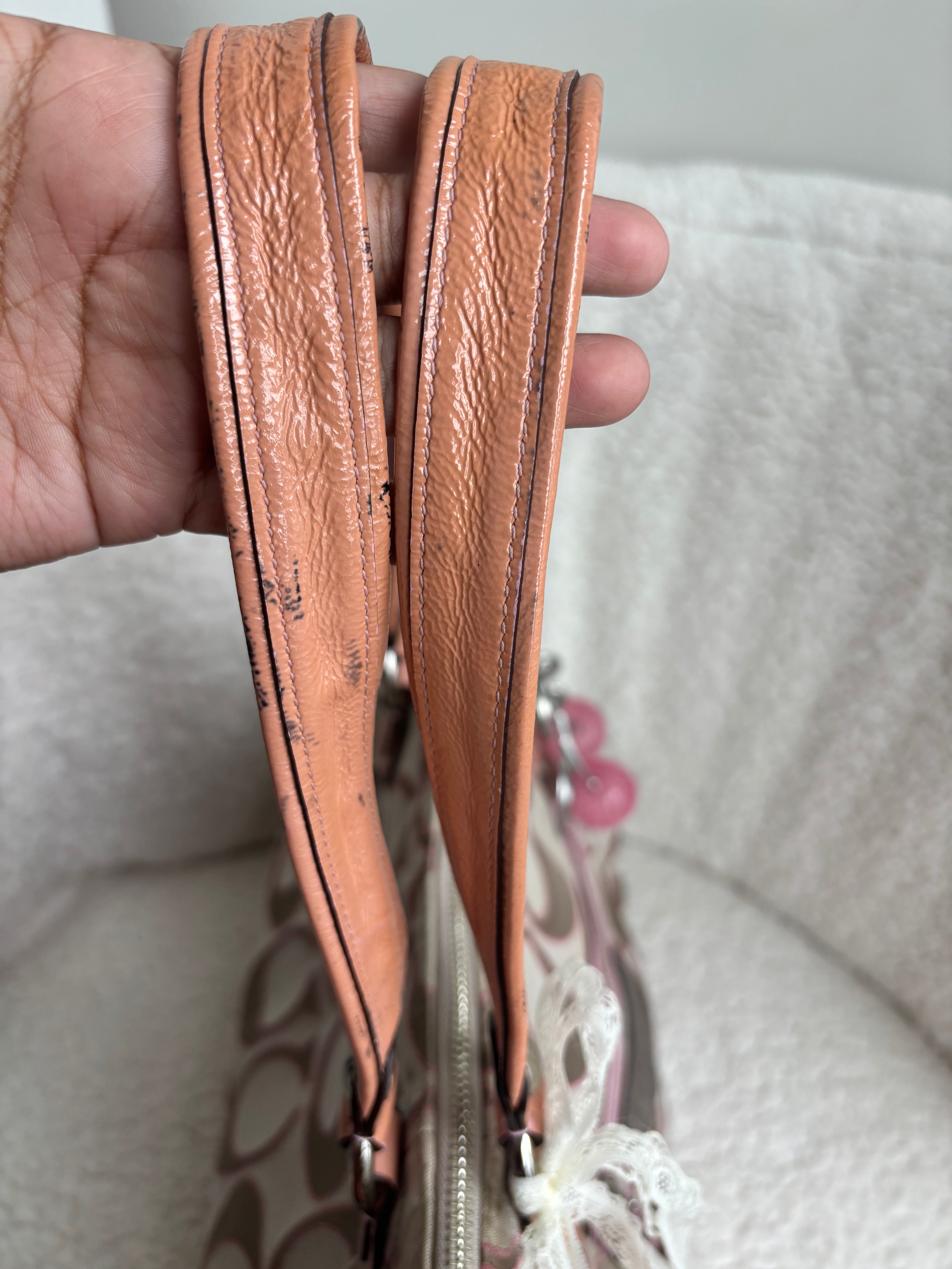 Coach Baby Pink and Brown Poppy Shoulder Bag