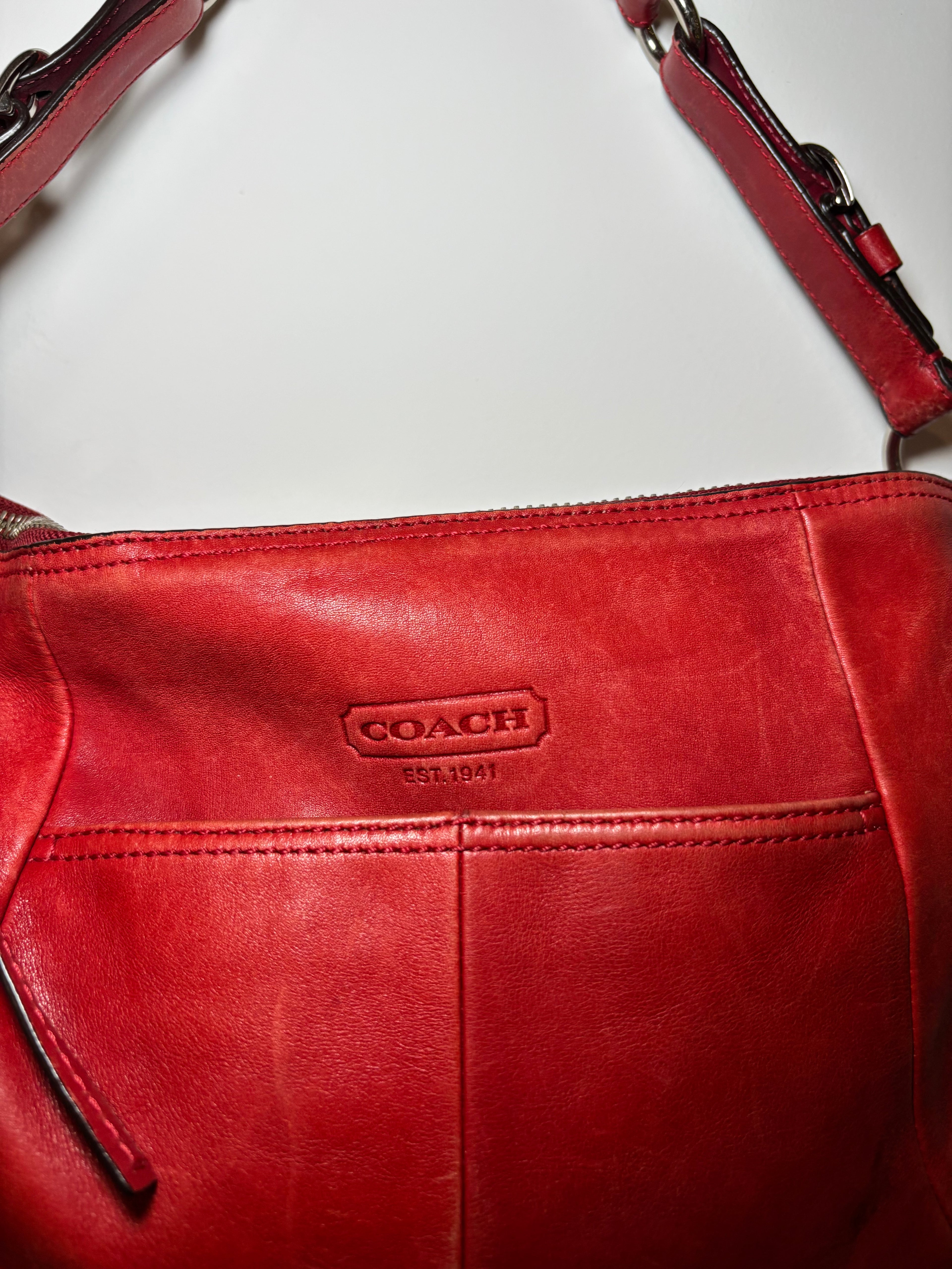 Coach Red Leather Hobo