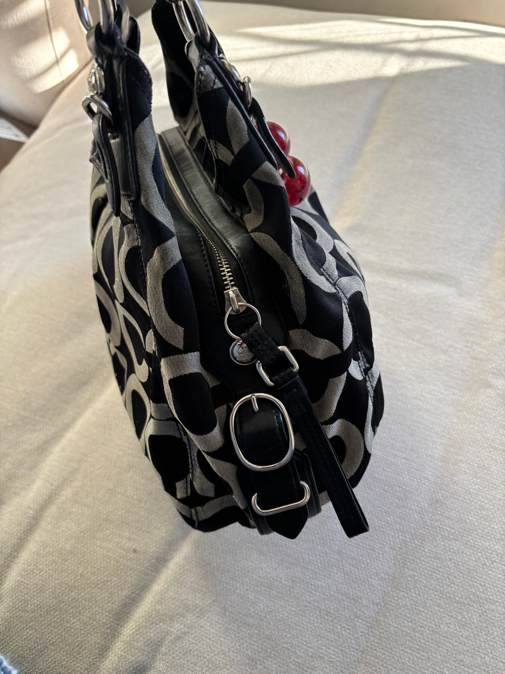 Coach Maggie Black and Grey Shoulder Bag