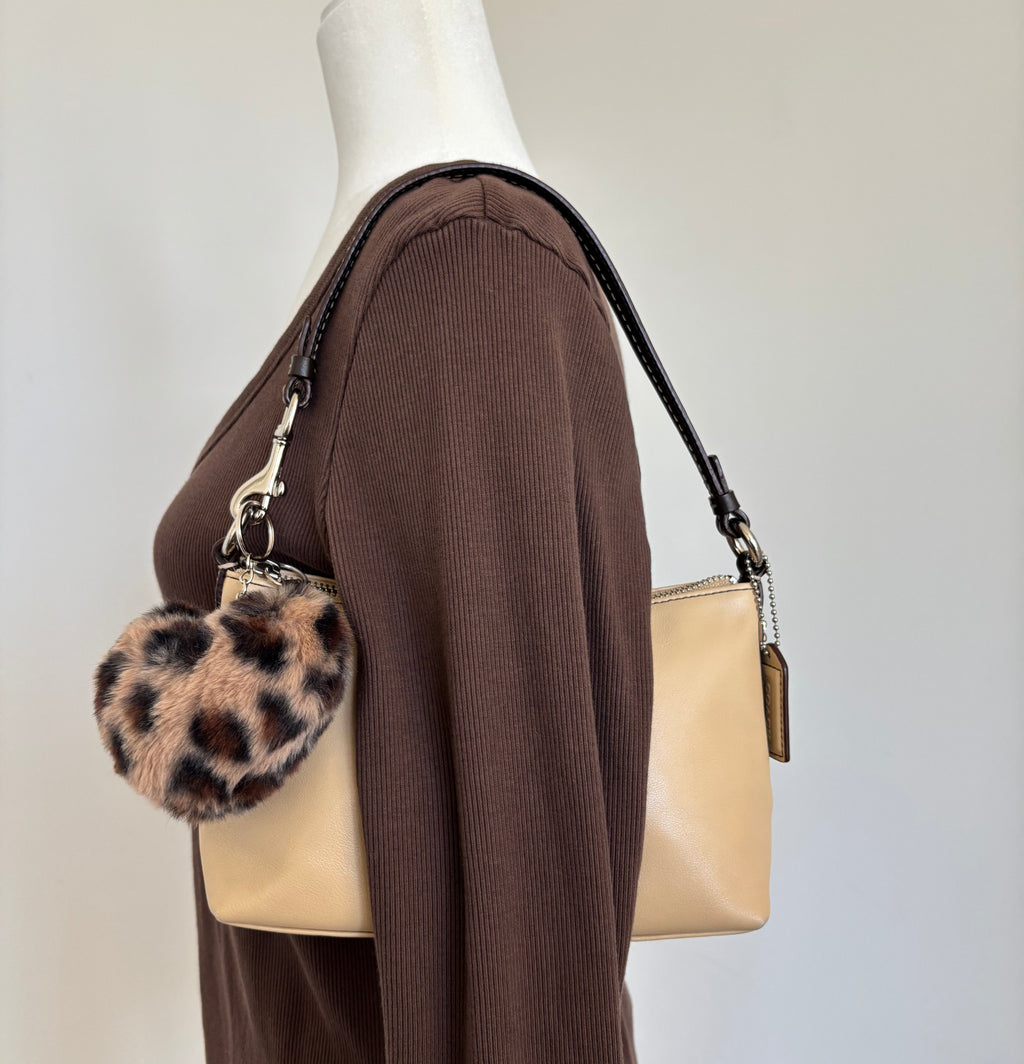 Y2K Coach Leather Shoulder Bag Beige