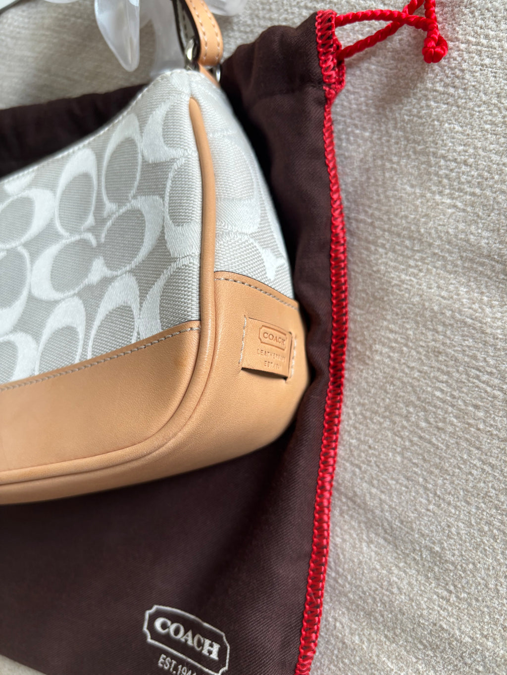 Coach Demi Bag White Signature Jacquard