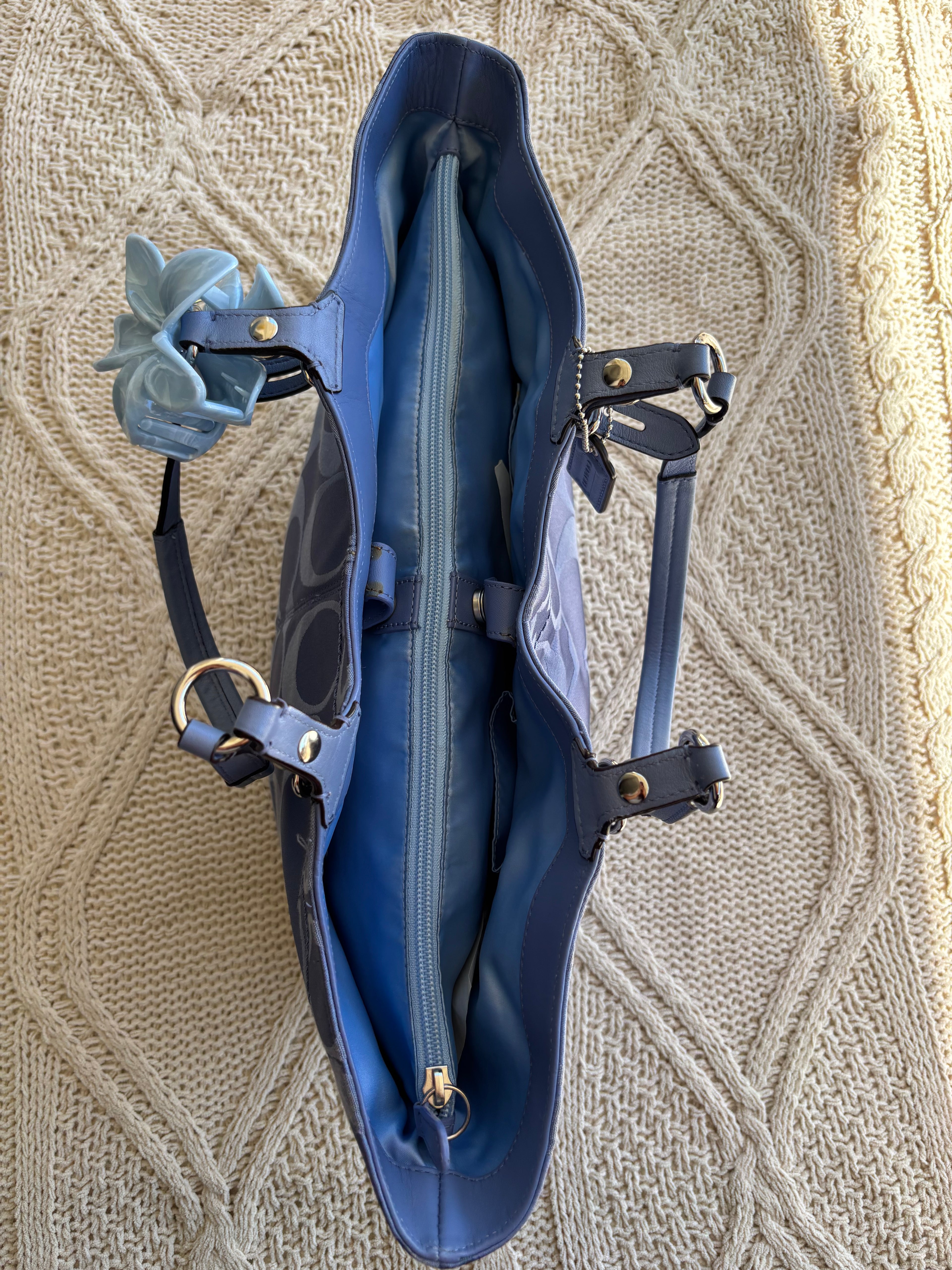 Y2K Coach Signature Blue Tote Bag
