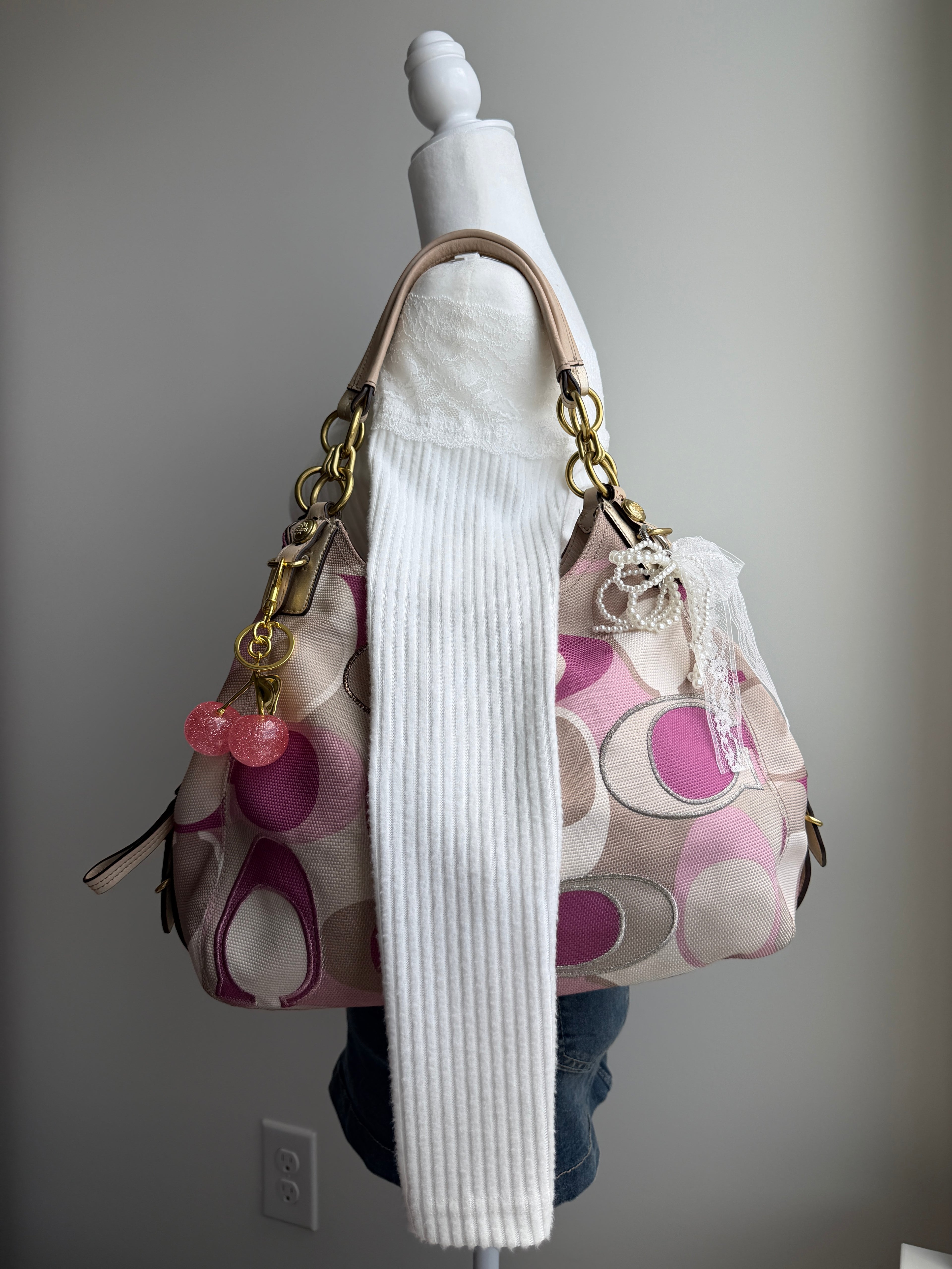 Coach Maggie Pink Canvas Shoulder Bag