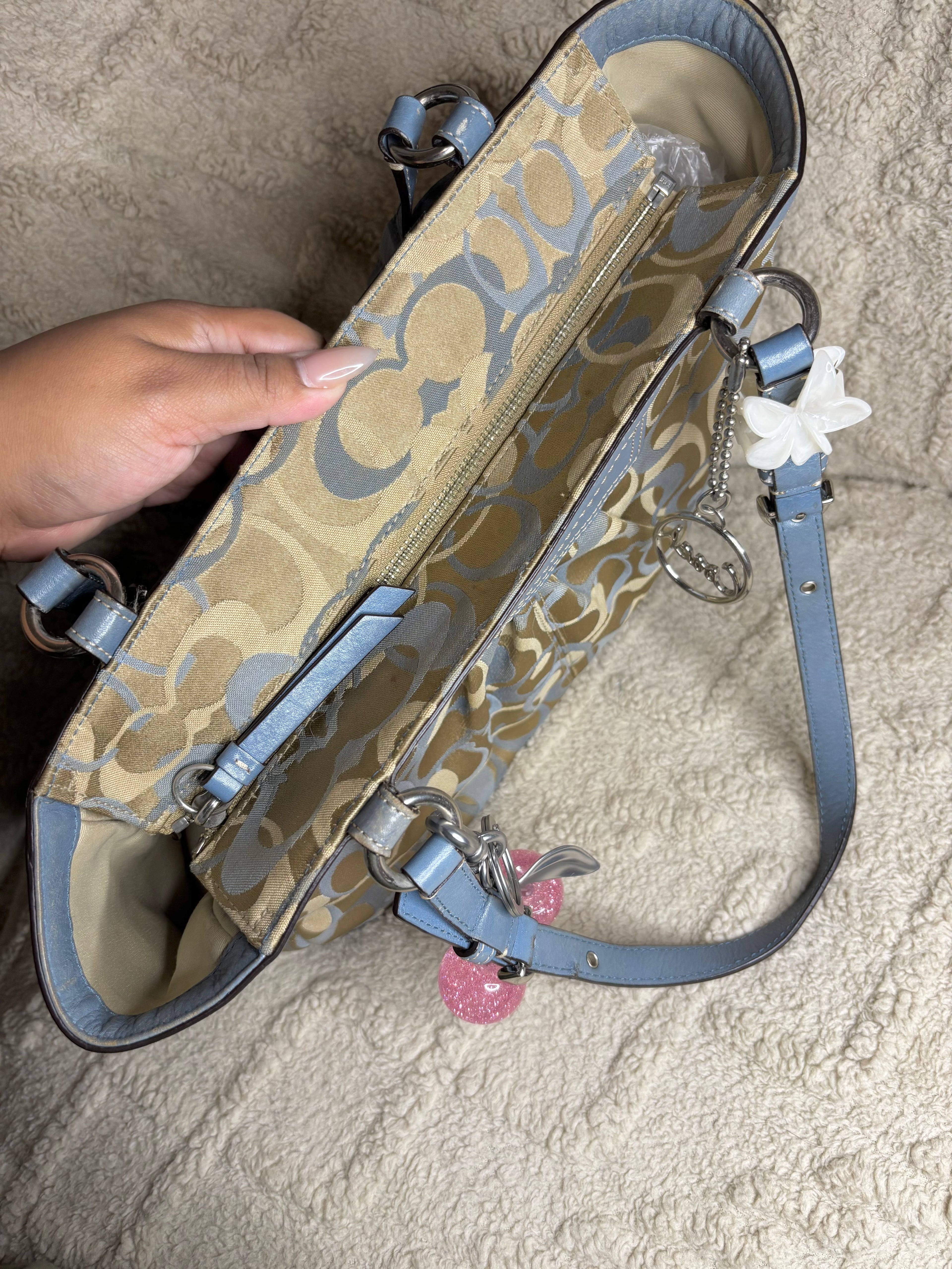 Y2K Coach Signature Blue Tote Bag