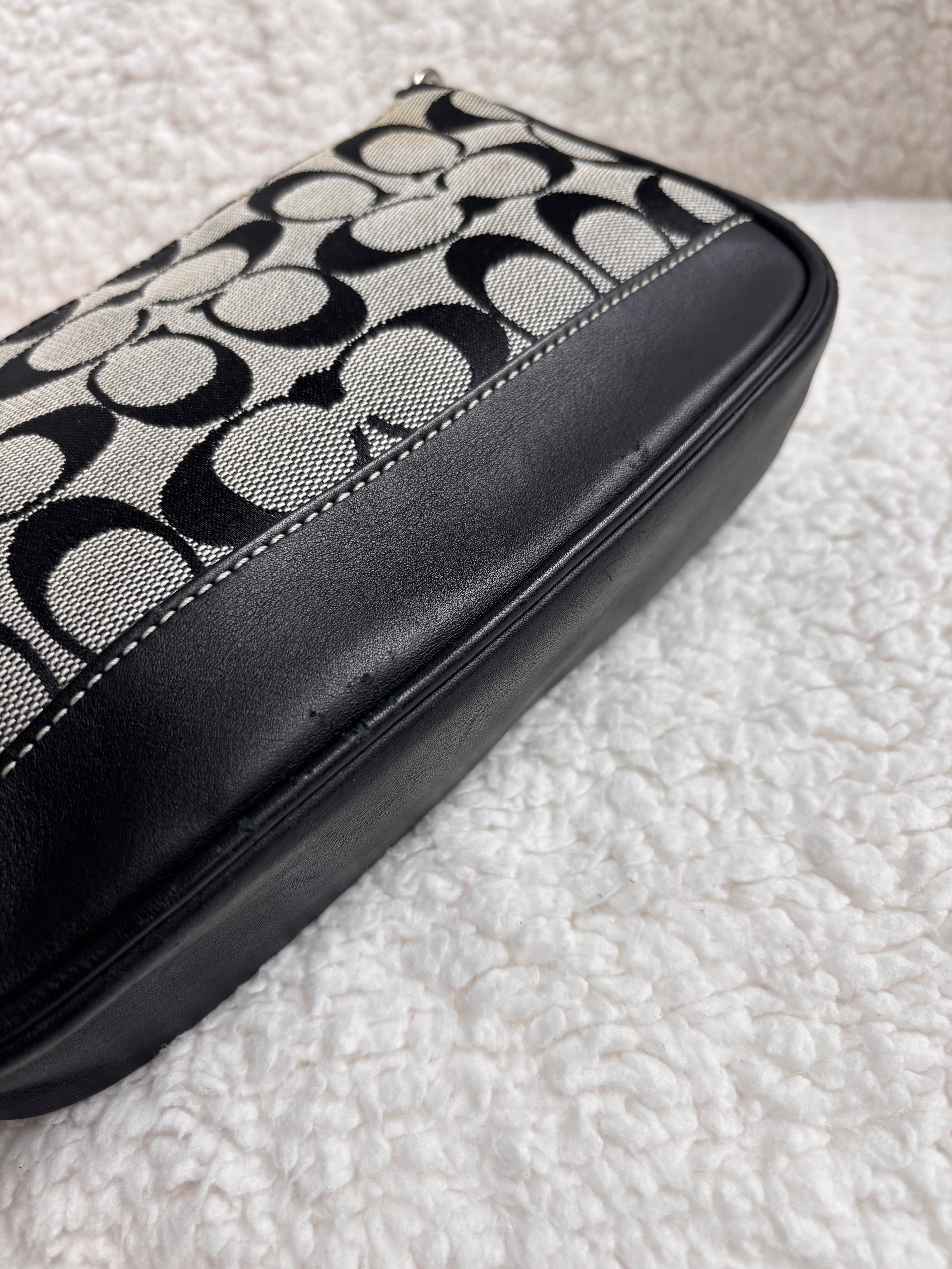 Coach Demi Bag Black and Grey Signature