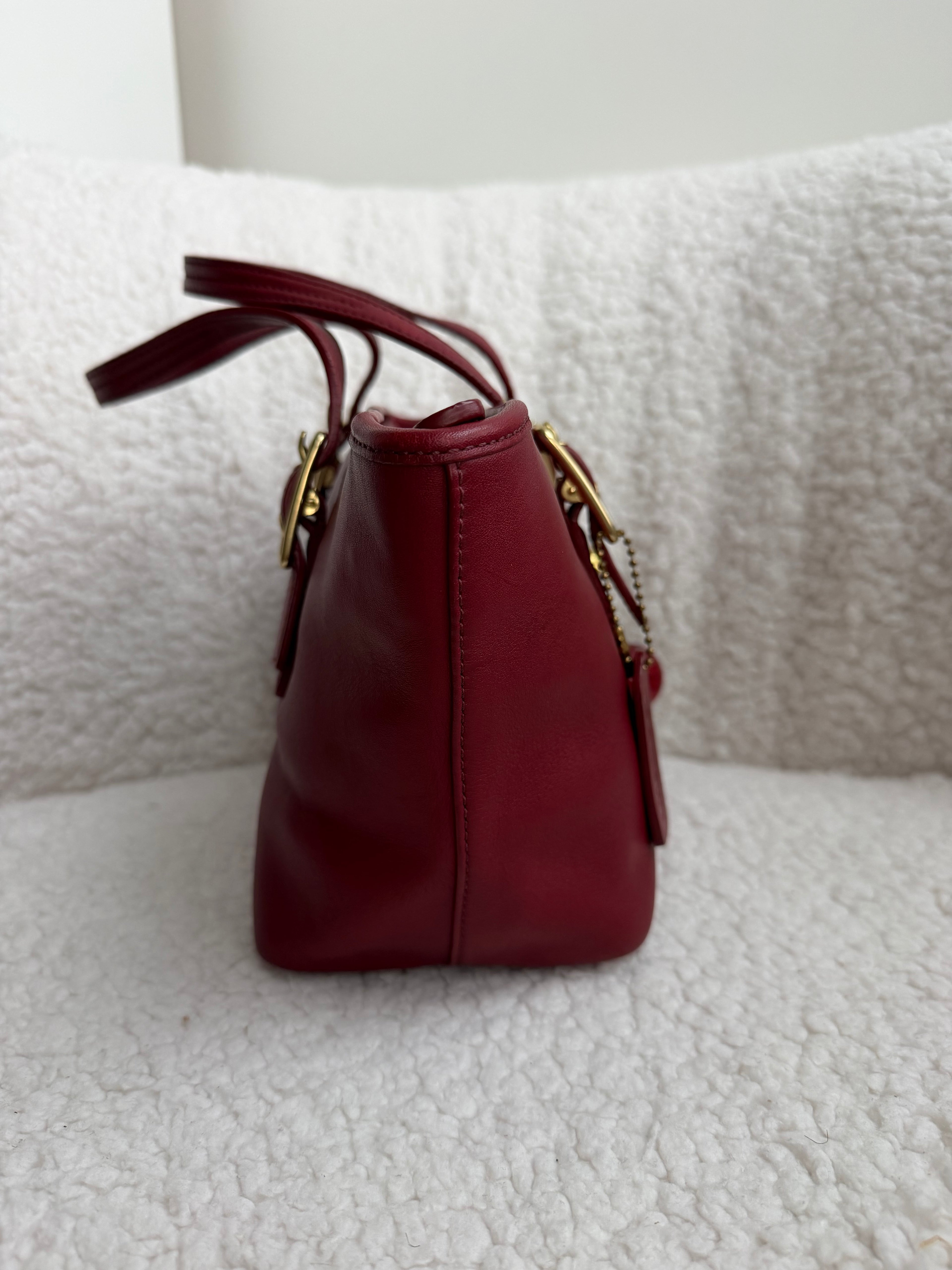 Coach Cherry Red Leather Mini Tote