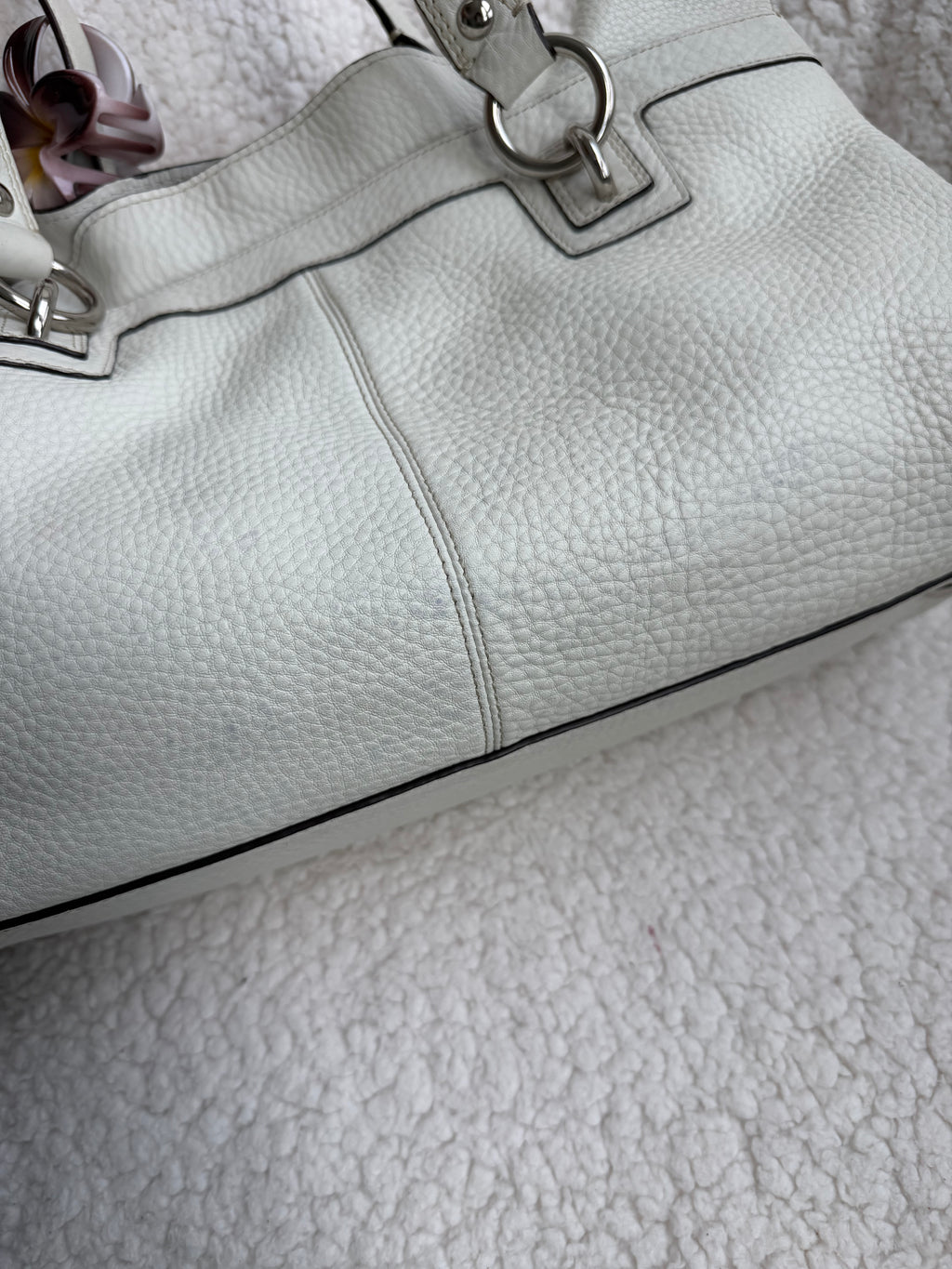 Coach Penelope White Pebbled Leather Shoulder Bag
