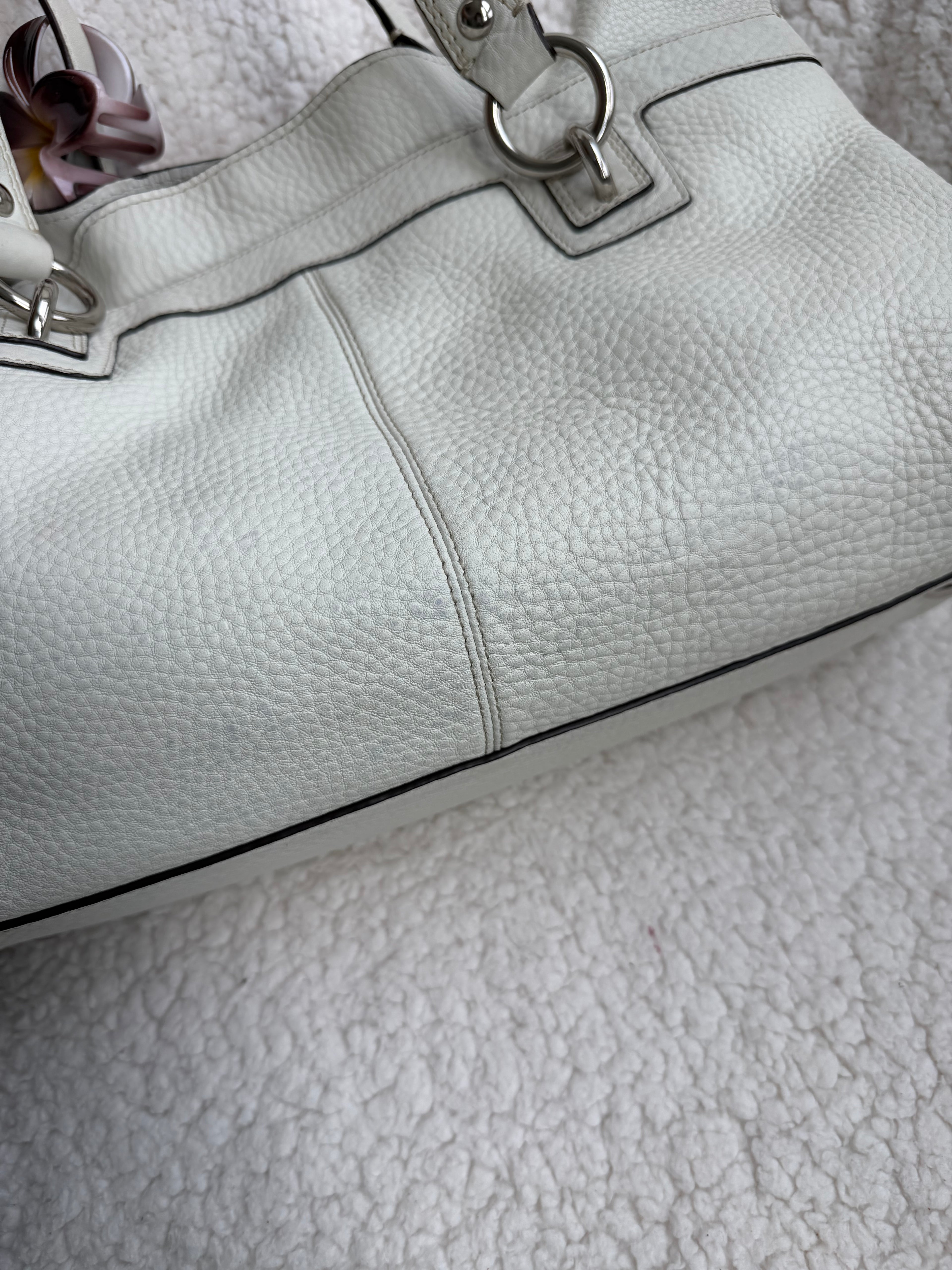 Coach Penelope White Pebbled Leather Shoulder Bag