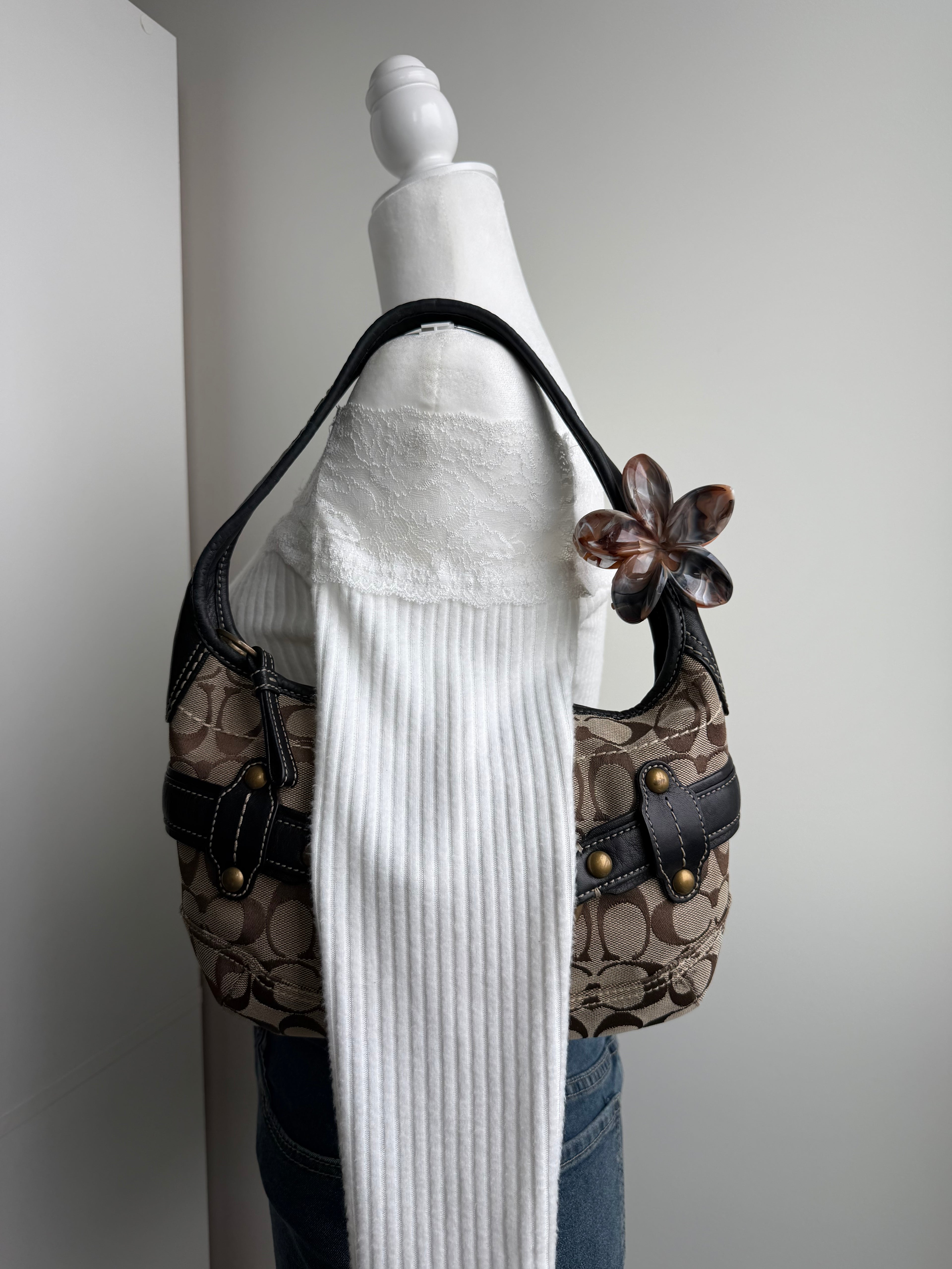Coach Brown Signature Belted Ergo Small