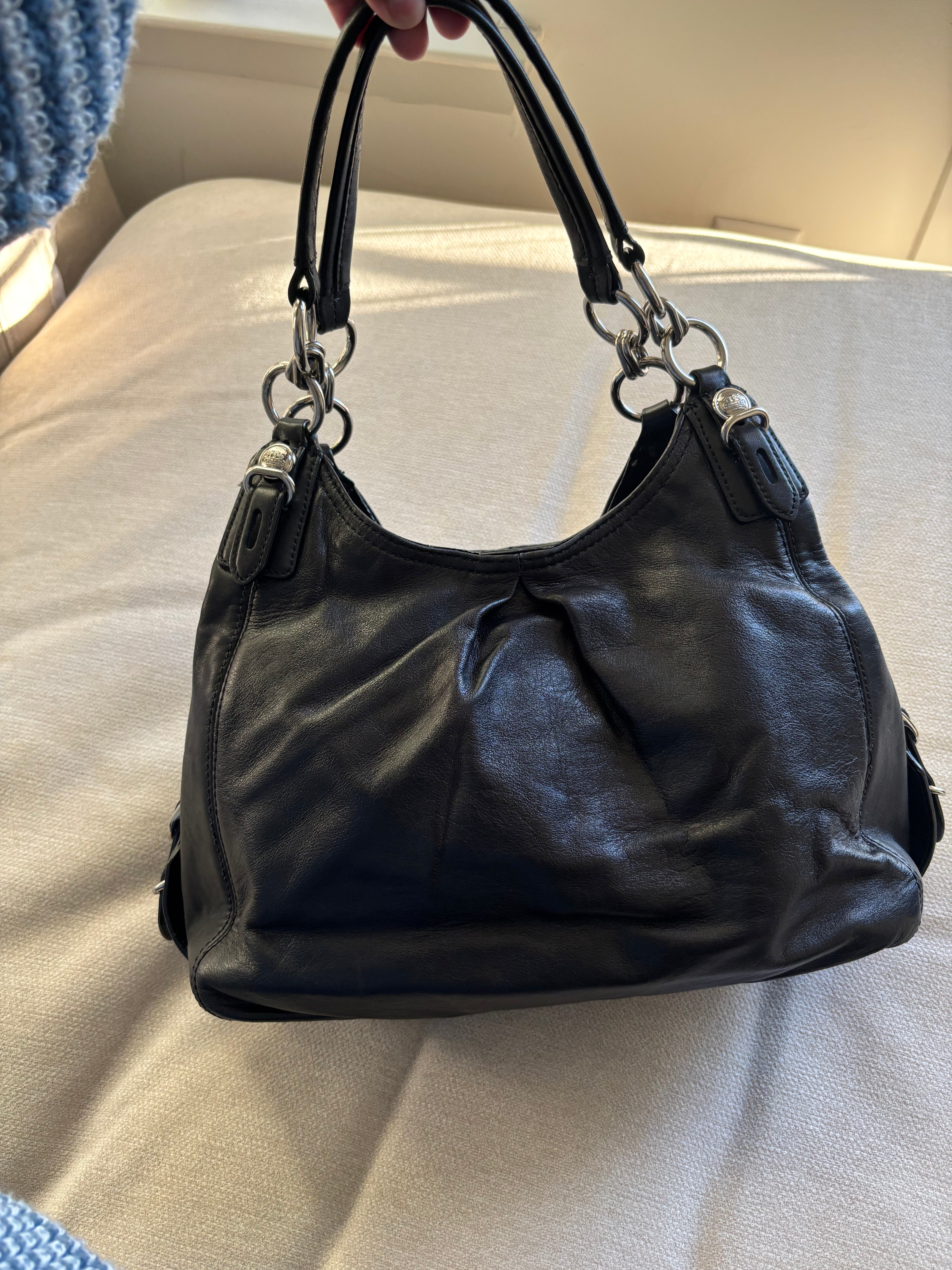 Y2K Coach Maggie Black Leather Shoulder Bag
