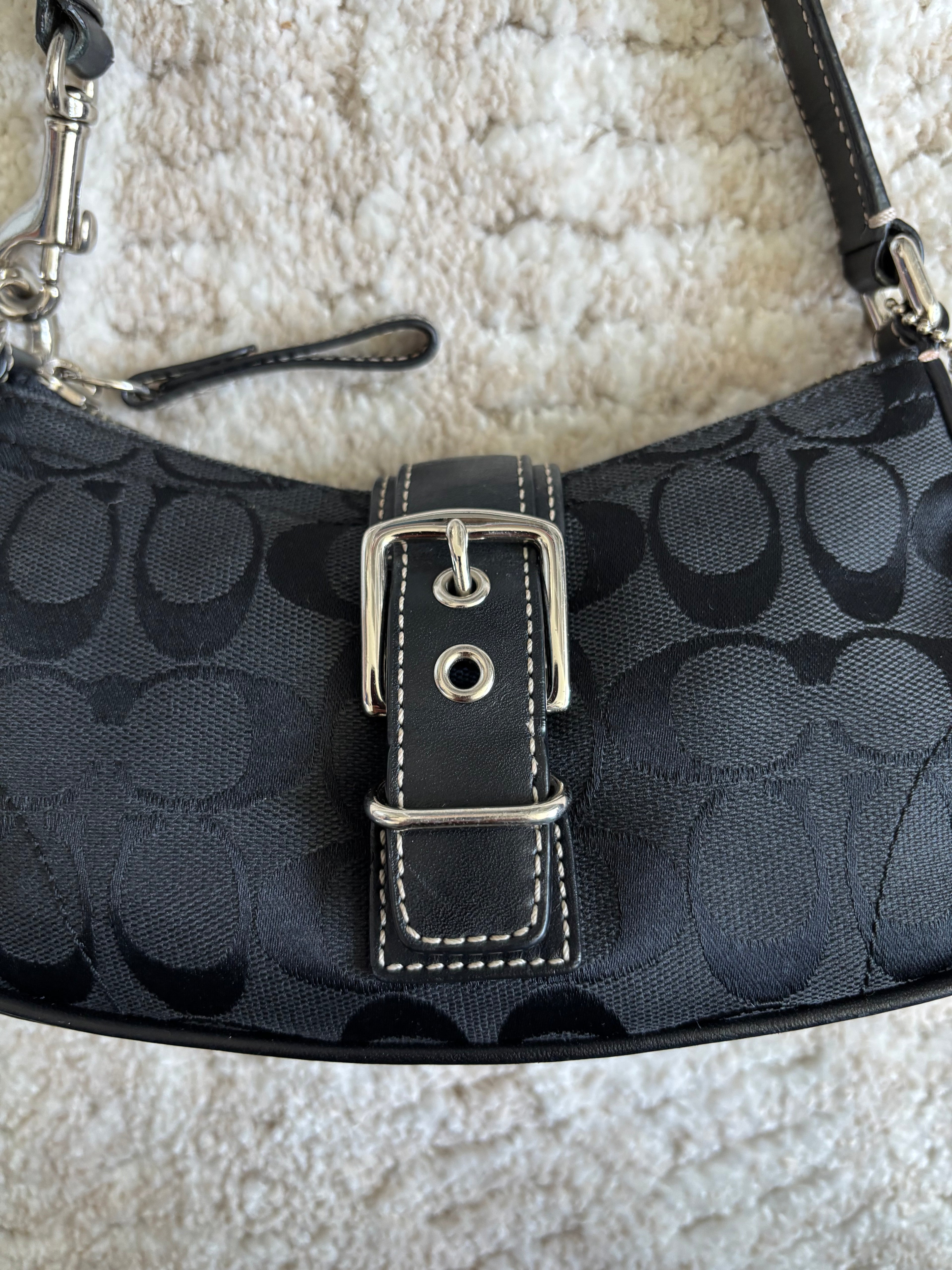 Coach Black Siganture Demi Buckle Bag
