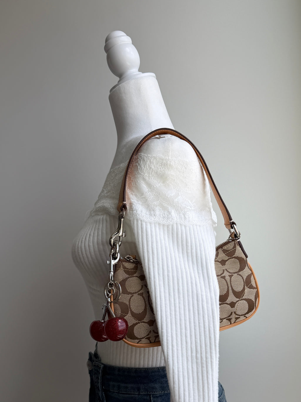 Coach Brown Siganture Demi Buckle Bag