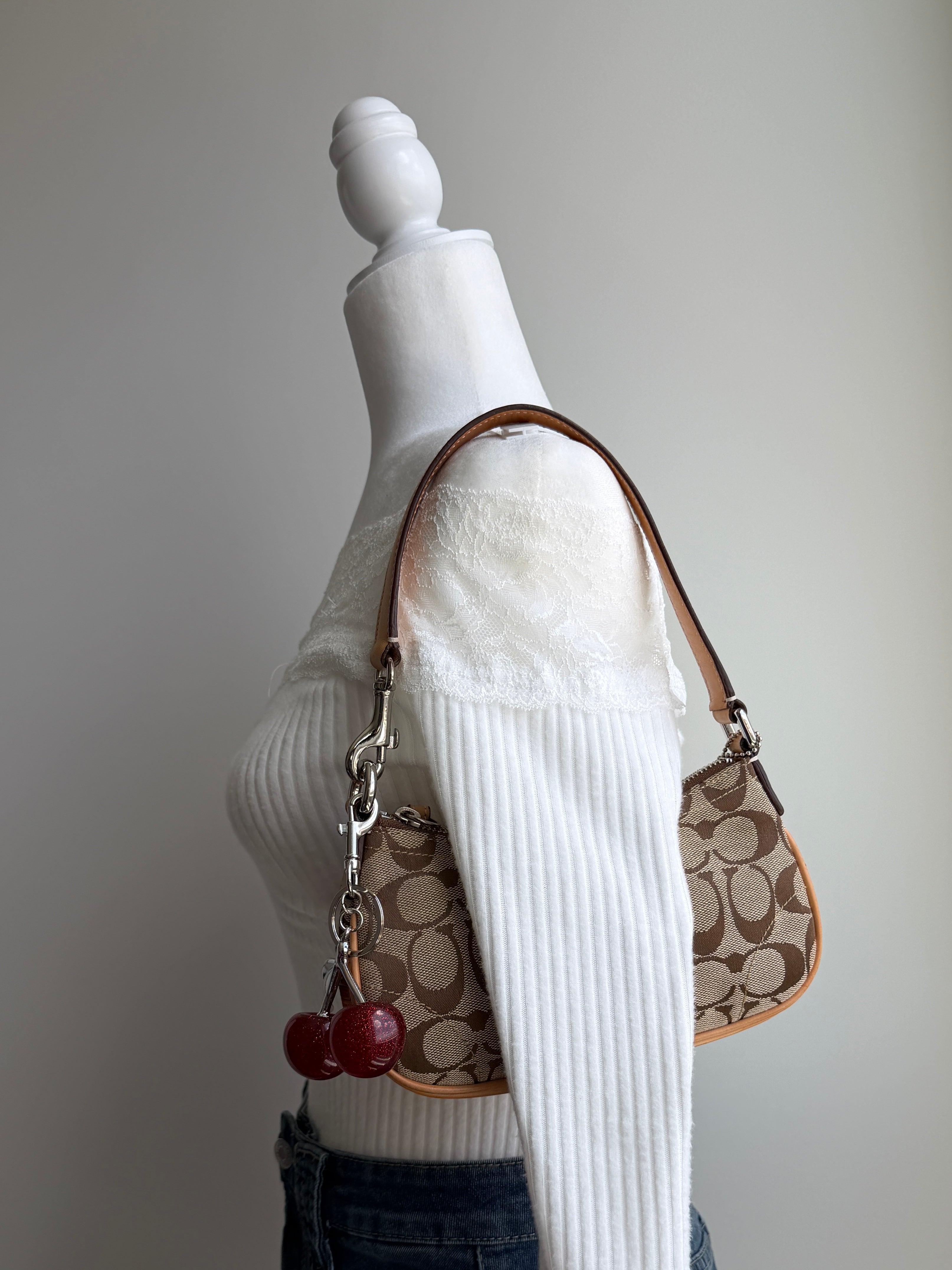 Coach Brown Siganture Demi Buckle Bag