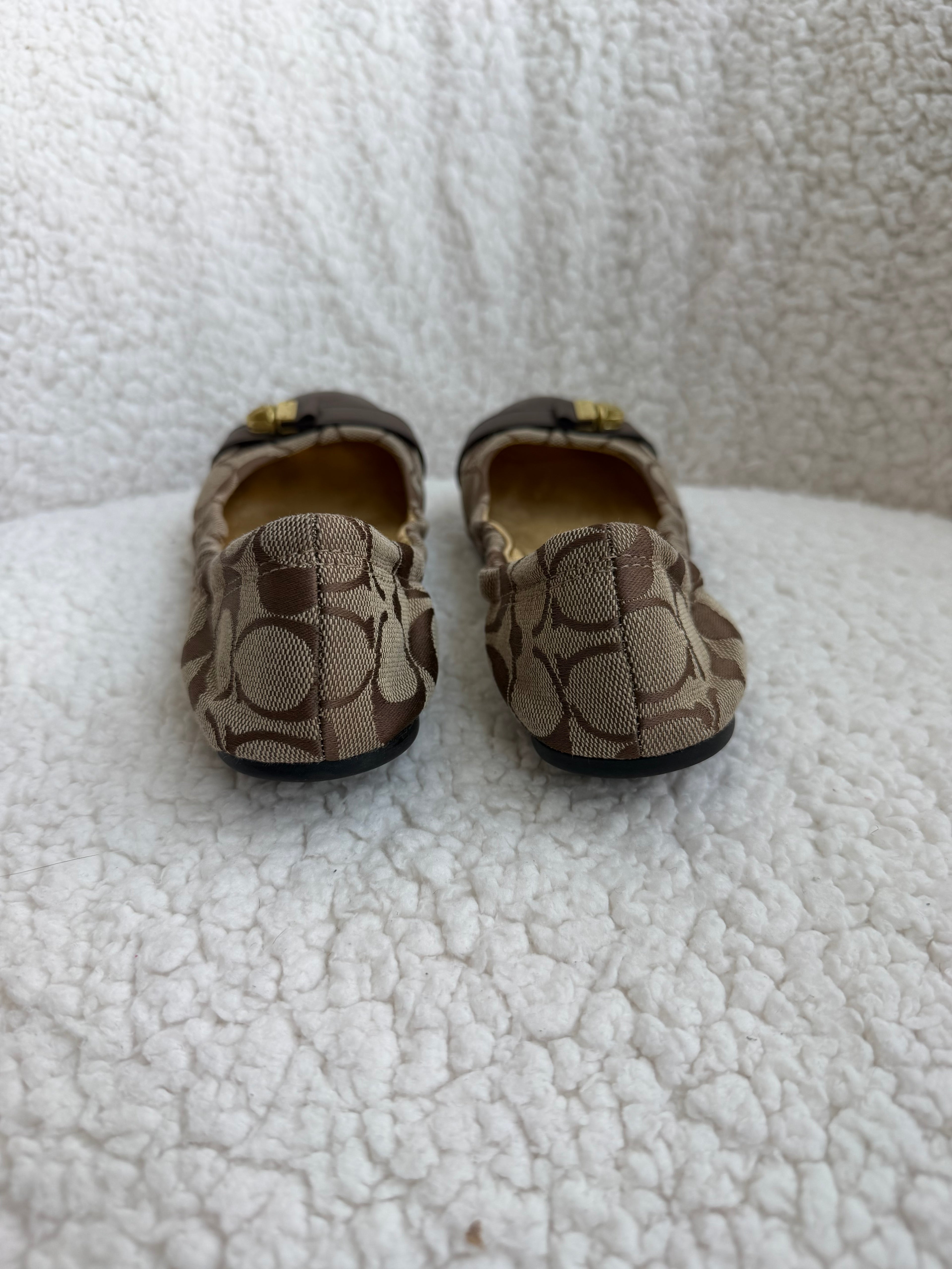 Coach Brown Signature Ballet Flats