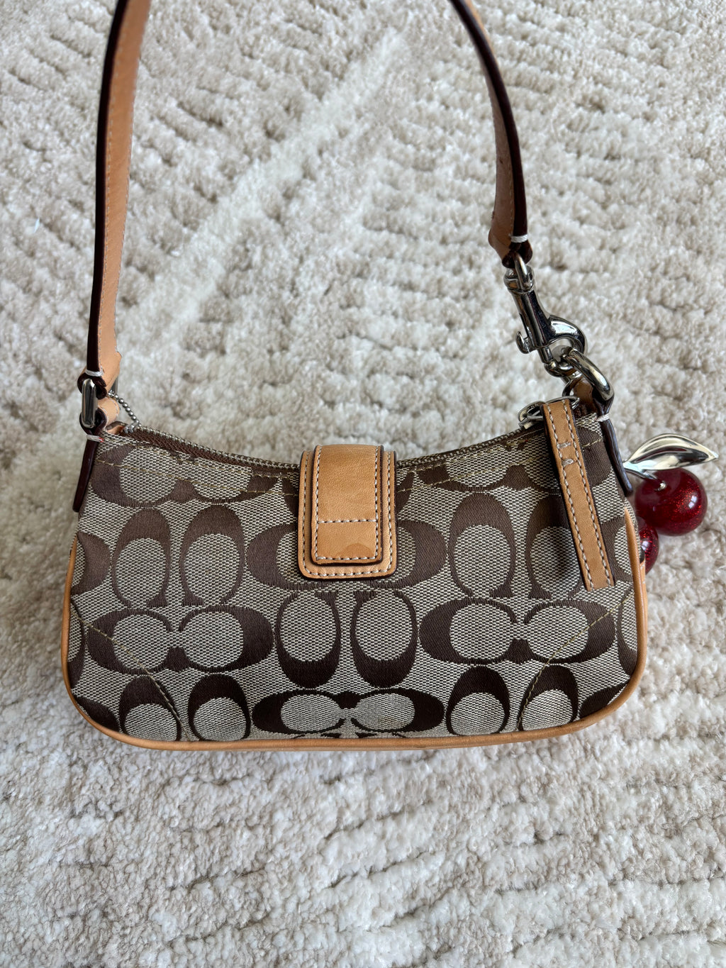 Coach Brown Siganture Demi Buckle Bag