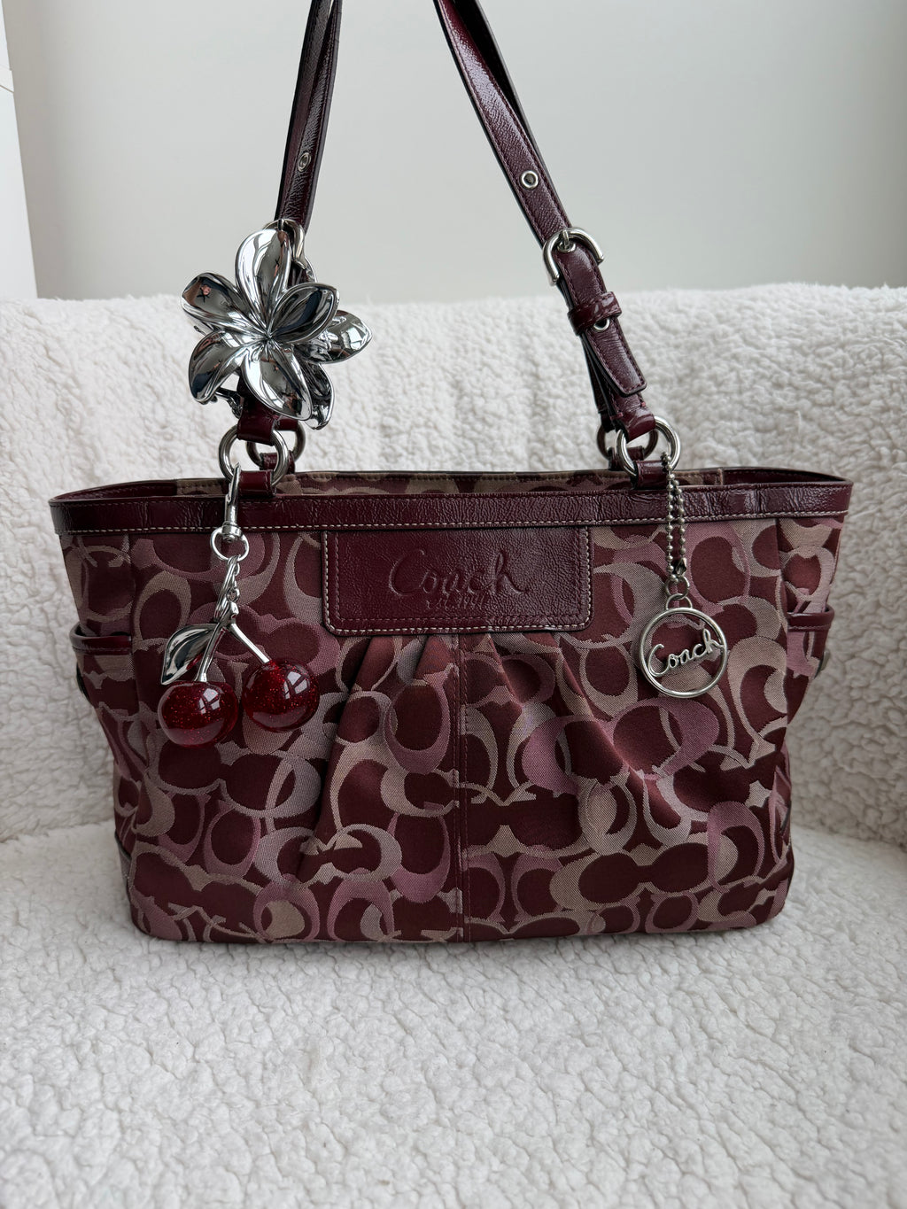 Coach Signature Burgundy Tote