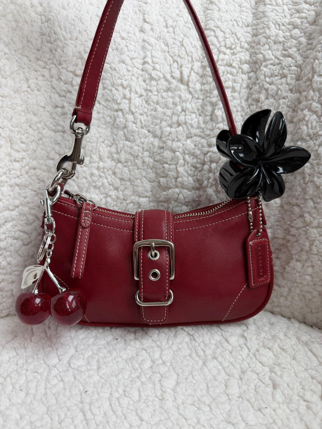 Coach Demi Buckle Bag Cherry Red