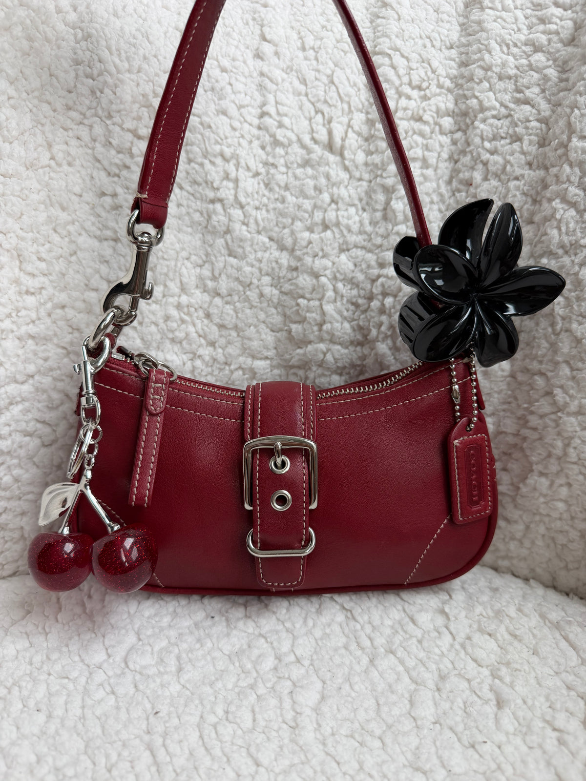 Coach Demi Buckle Bag Cherry Red