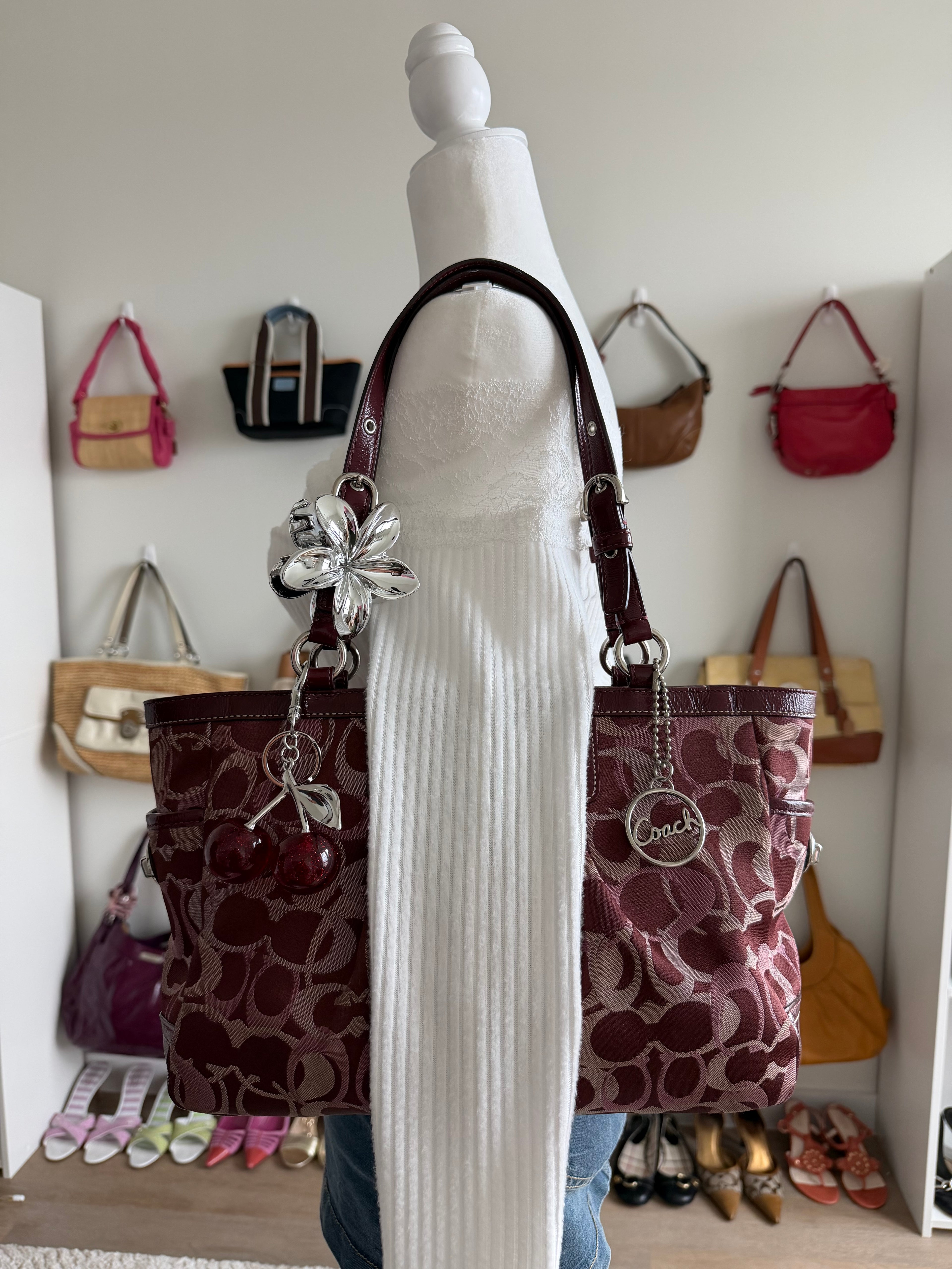 Coach Signature Burgundy Tote