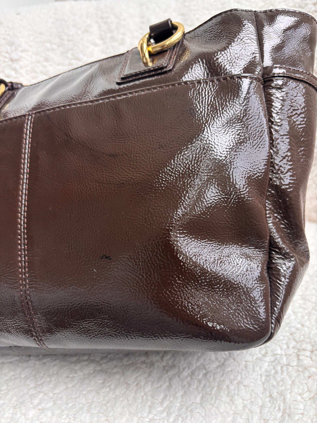 Coach Brown Patent Leather Tote Bag