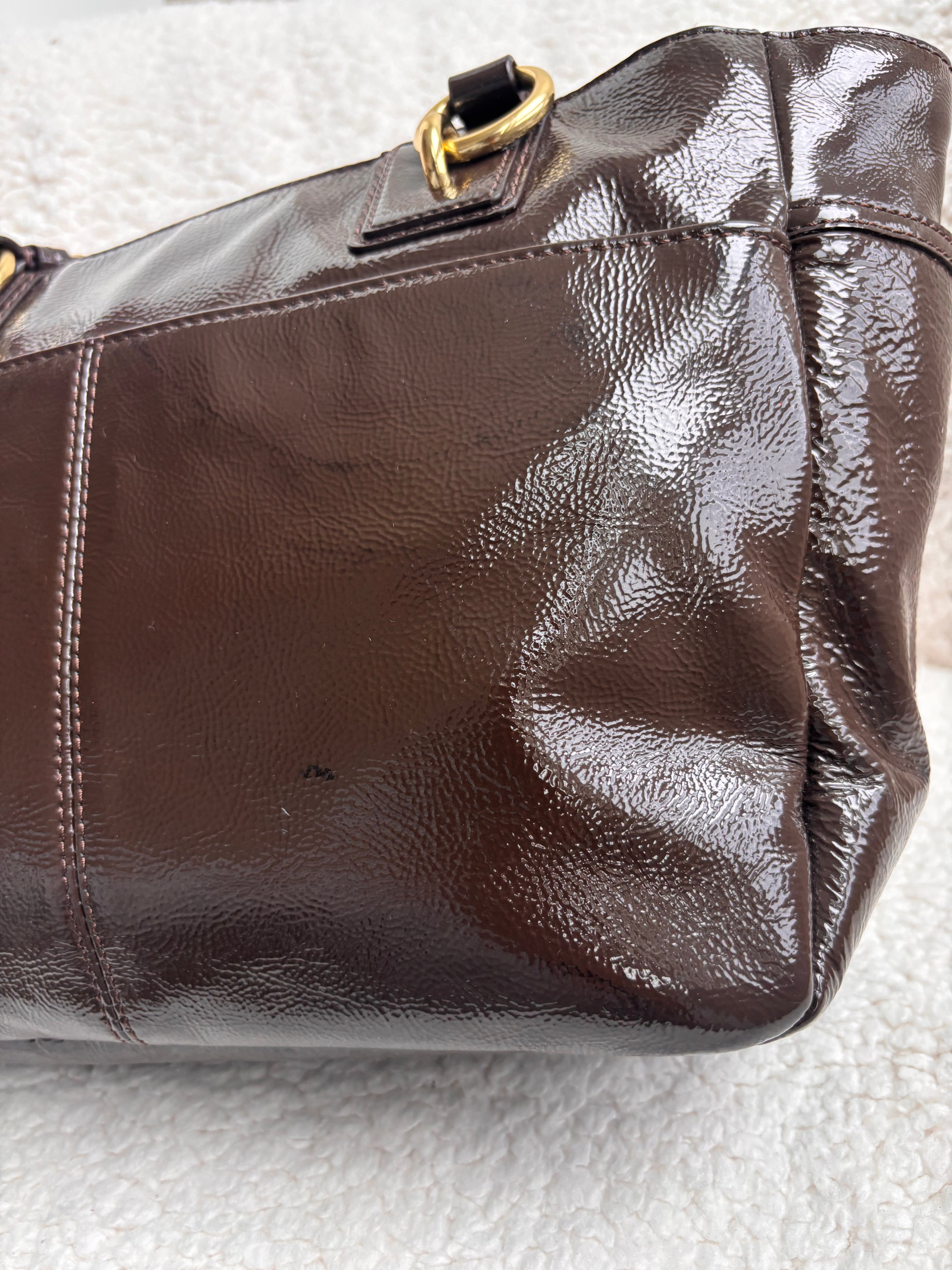 Coach Brown Patent Leather Tote Bag