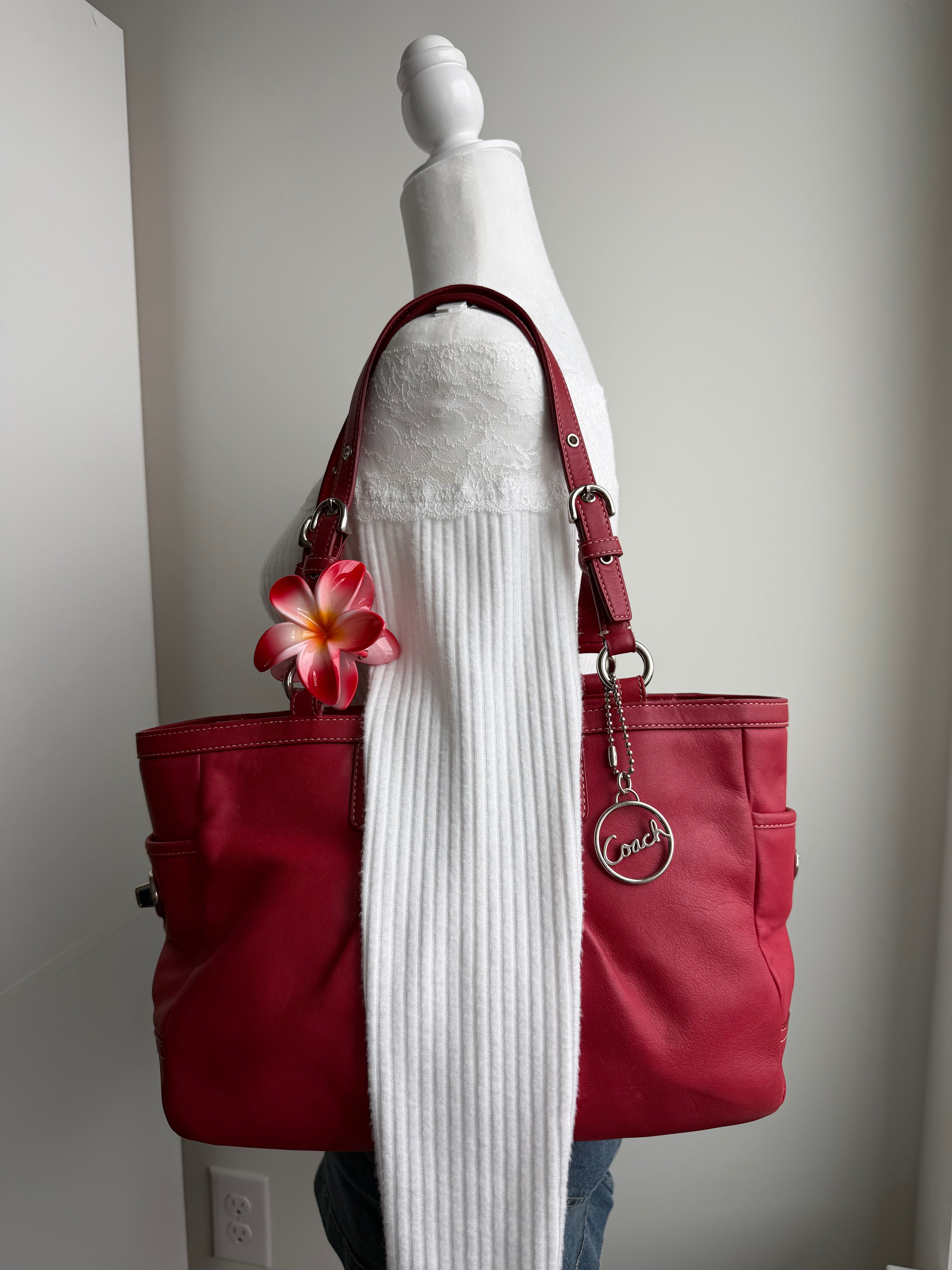 Coach Red Leather Tote
