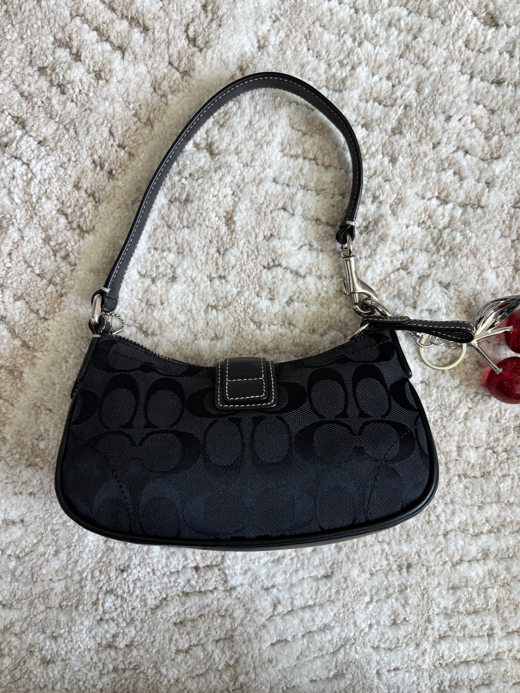 Coach Black Siganture Demi Buckle Bag
