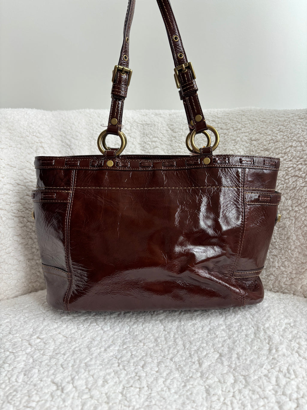 Coach Brown Patent Leather Tote