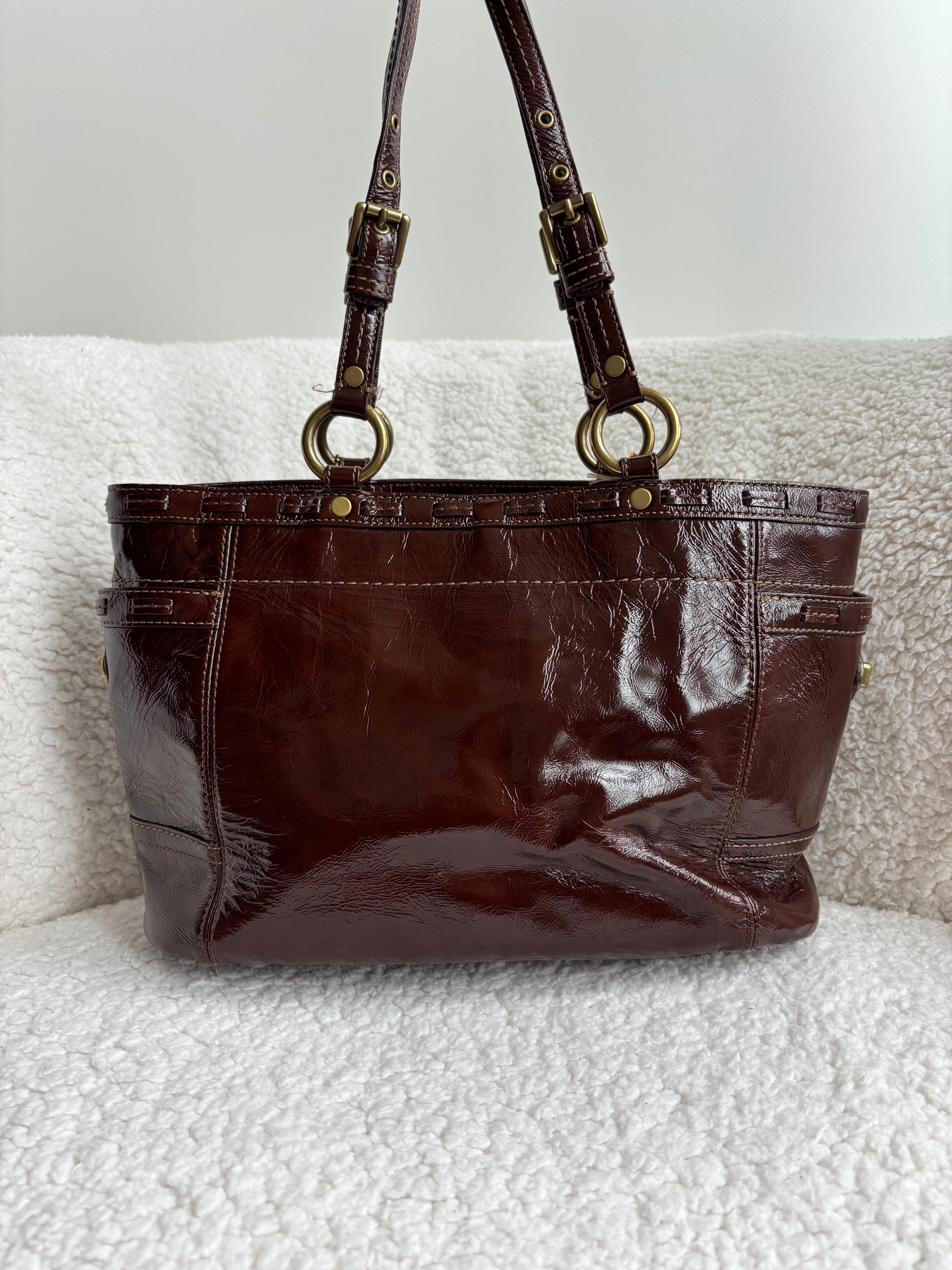 Coach Brown Patent Leather Tote
