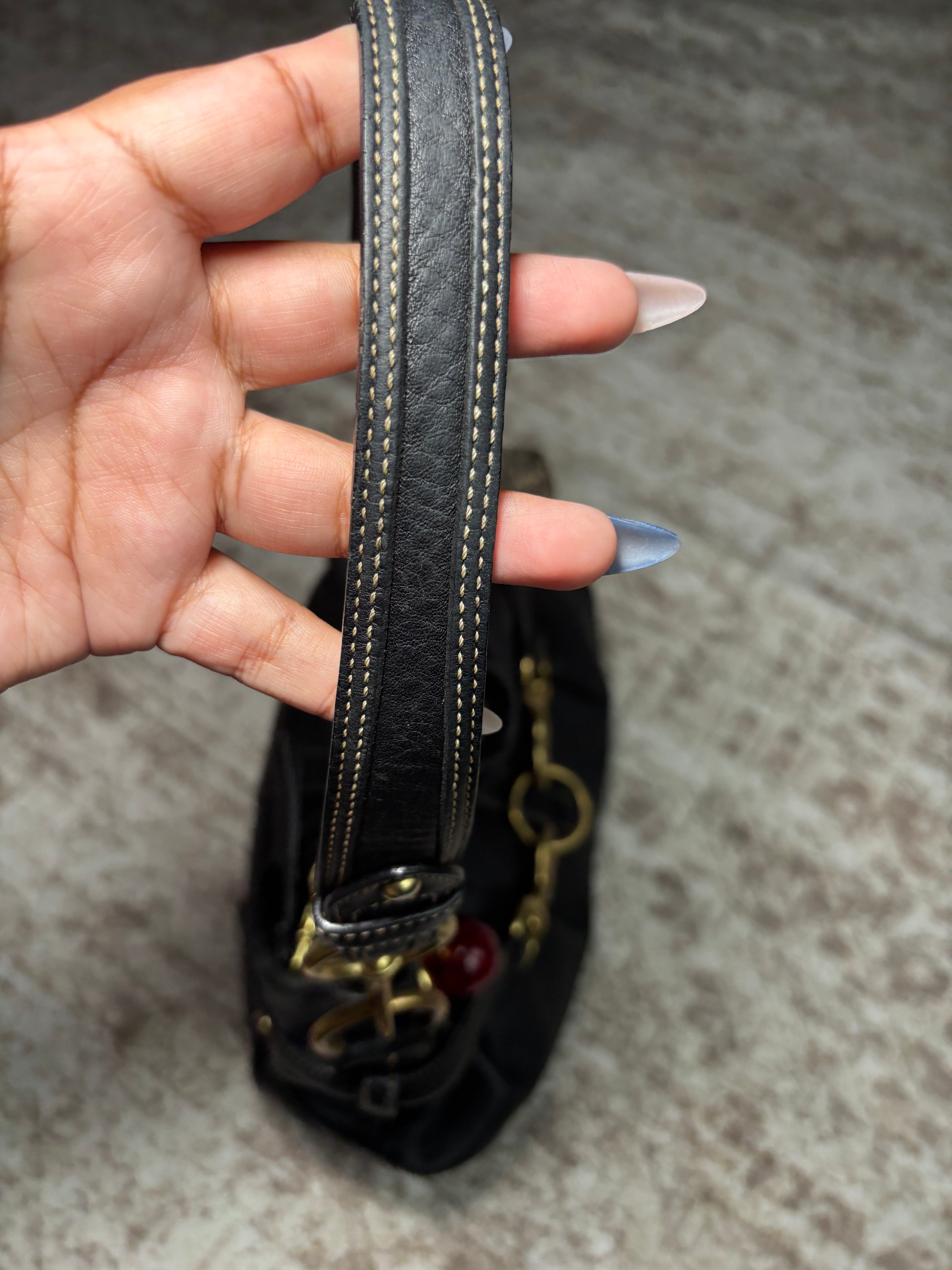 Coach Hamptons Black Belted Shoulder Bag