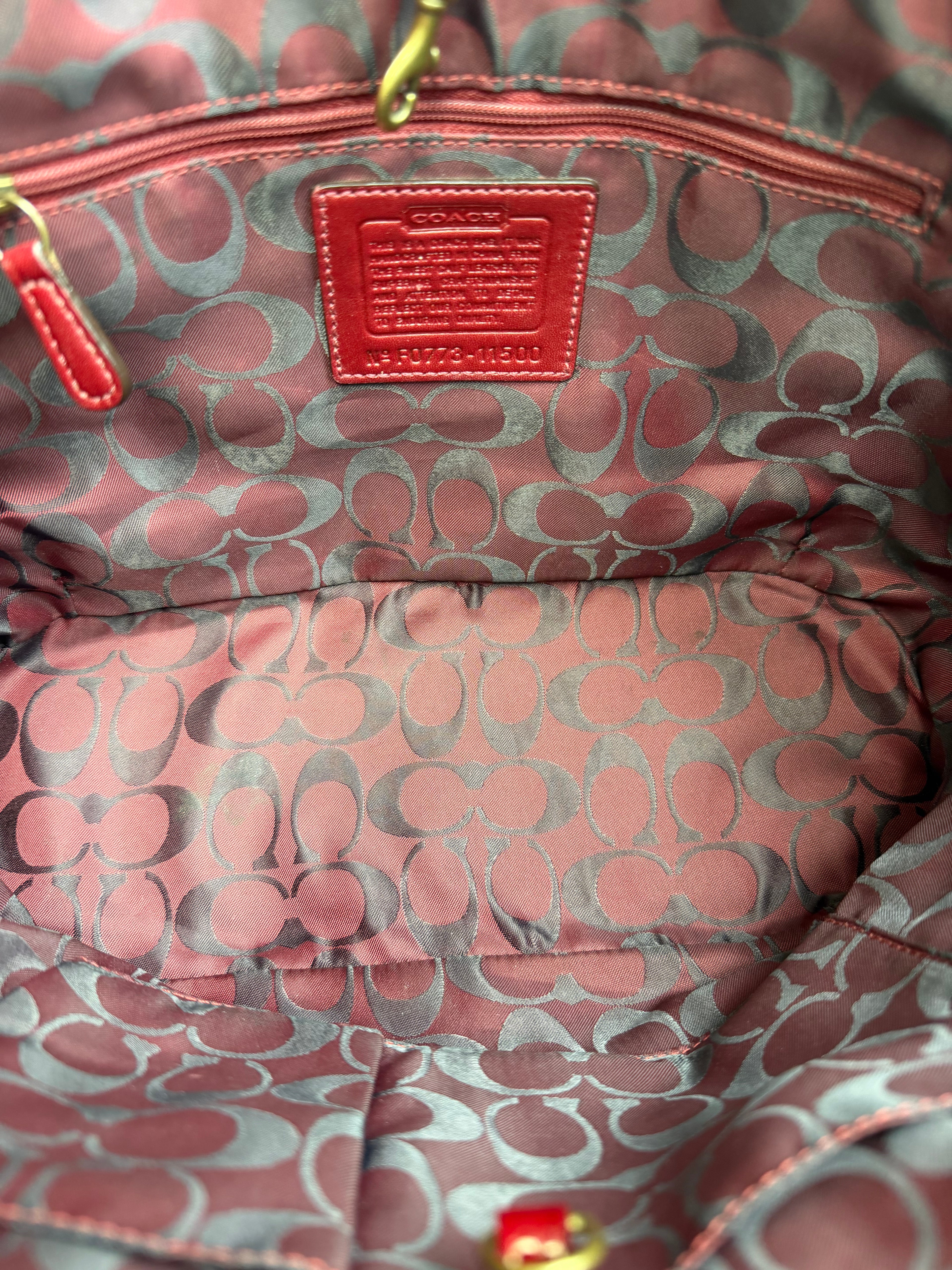 Coach Cherry Red Patent Leather Tote Bag