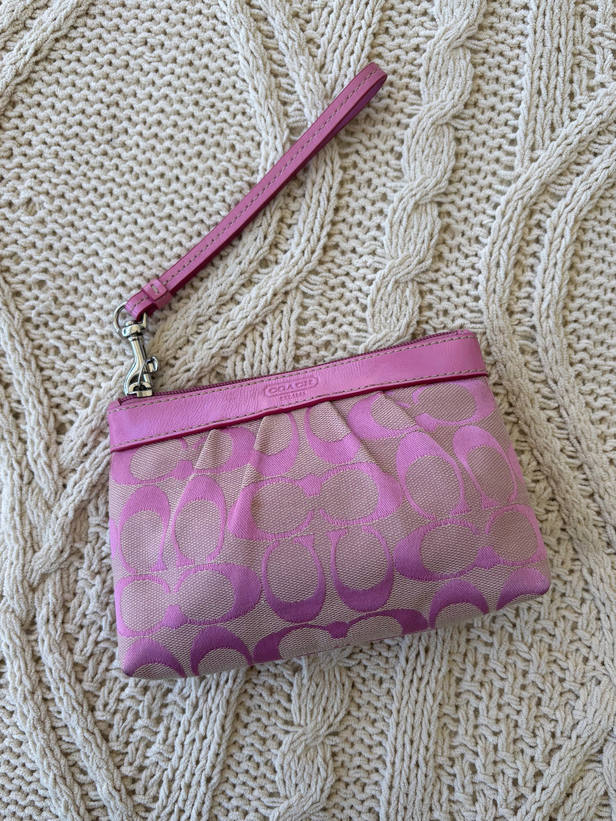 Coach Barbie Pink Signature Wristlet