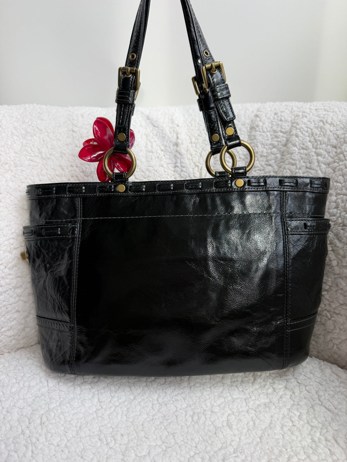 Coach Black Patent Leather Tote