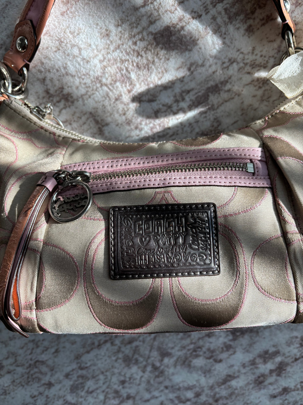 Coach Baby Pink and Brown Poppy Shoulder Bag