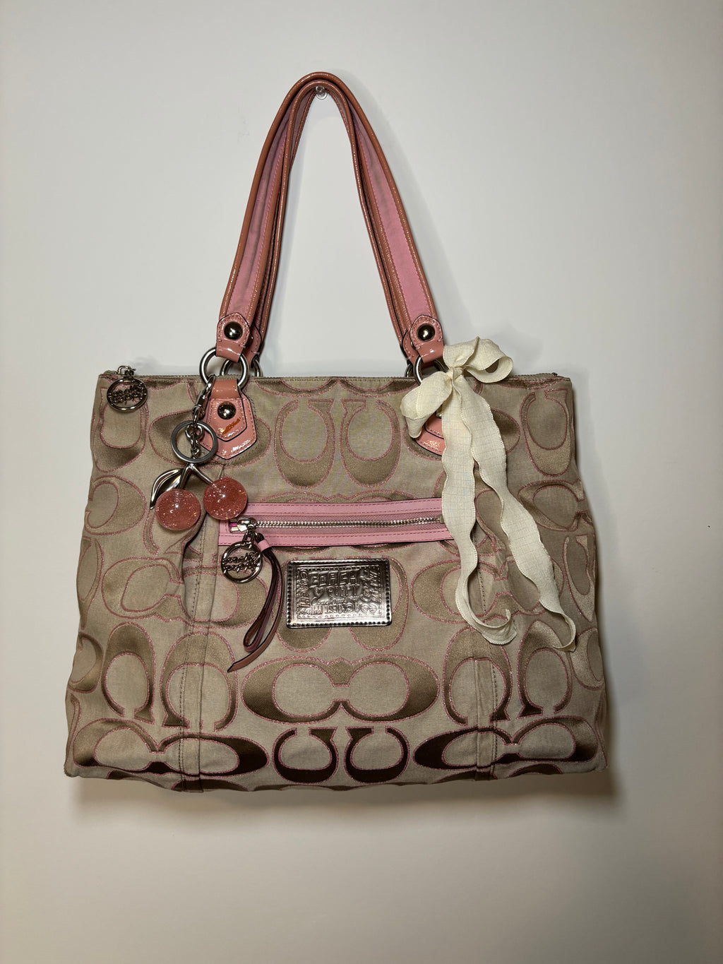 Coach Baby Pink and Brown Poppy Shoulder Bag