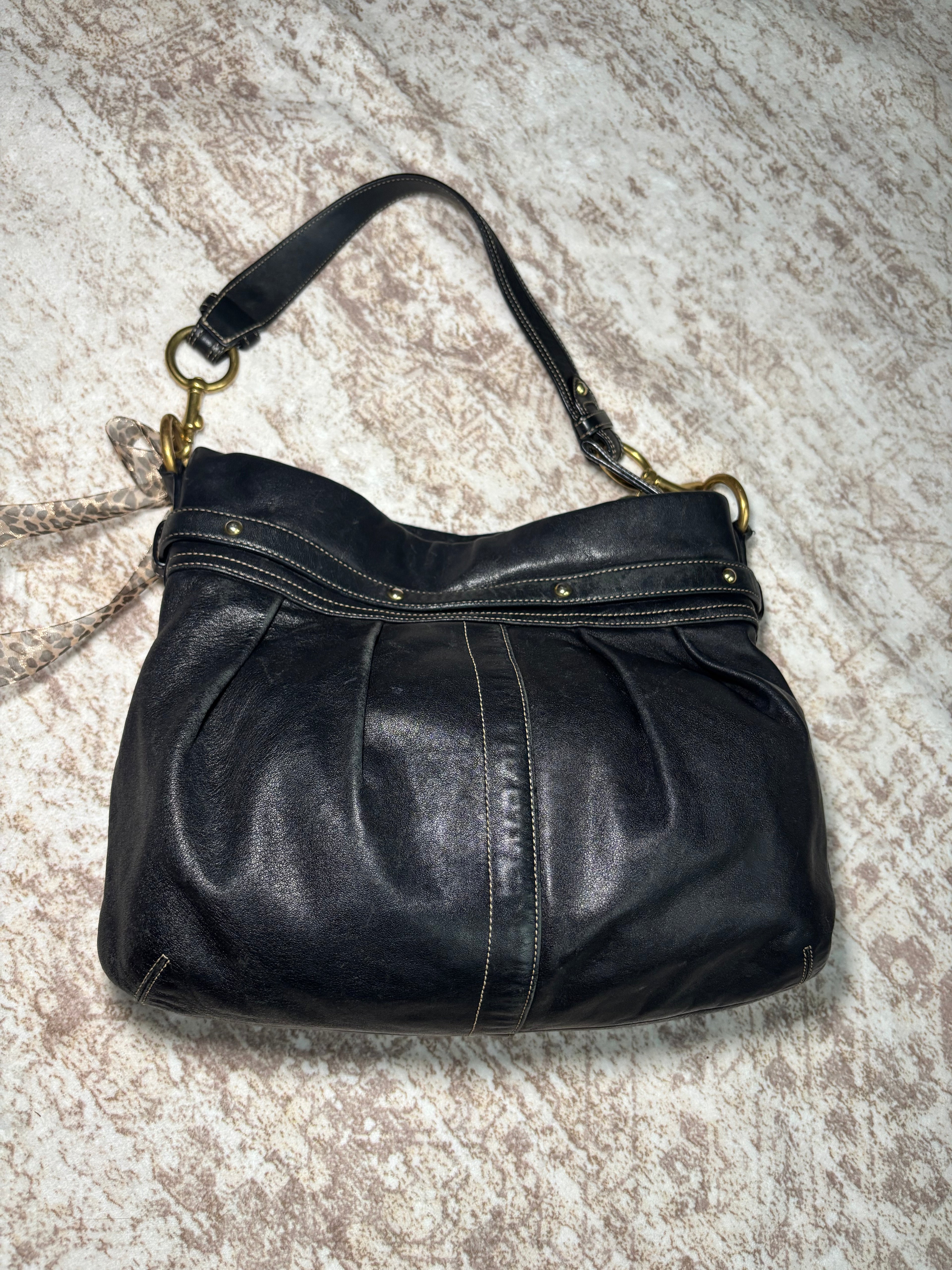 Coach Hamptons Black Belted Shoulder Bag