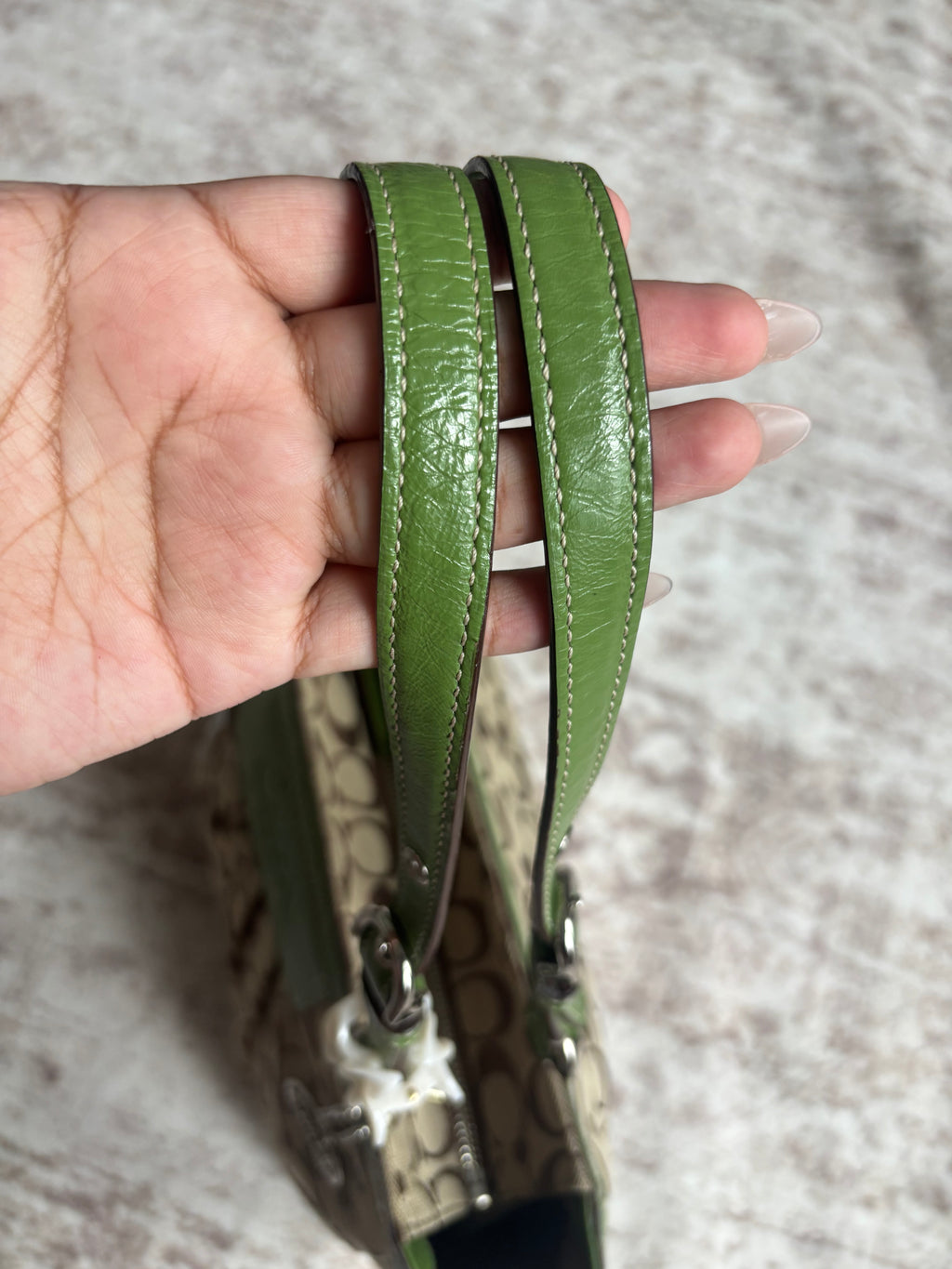 Y2K Coach Signature Green Tote Bag