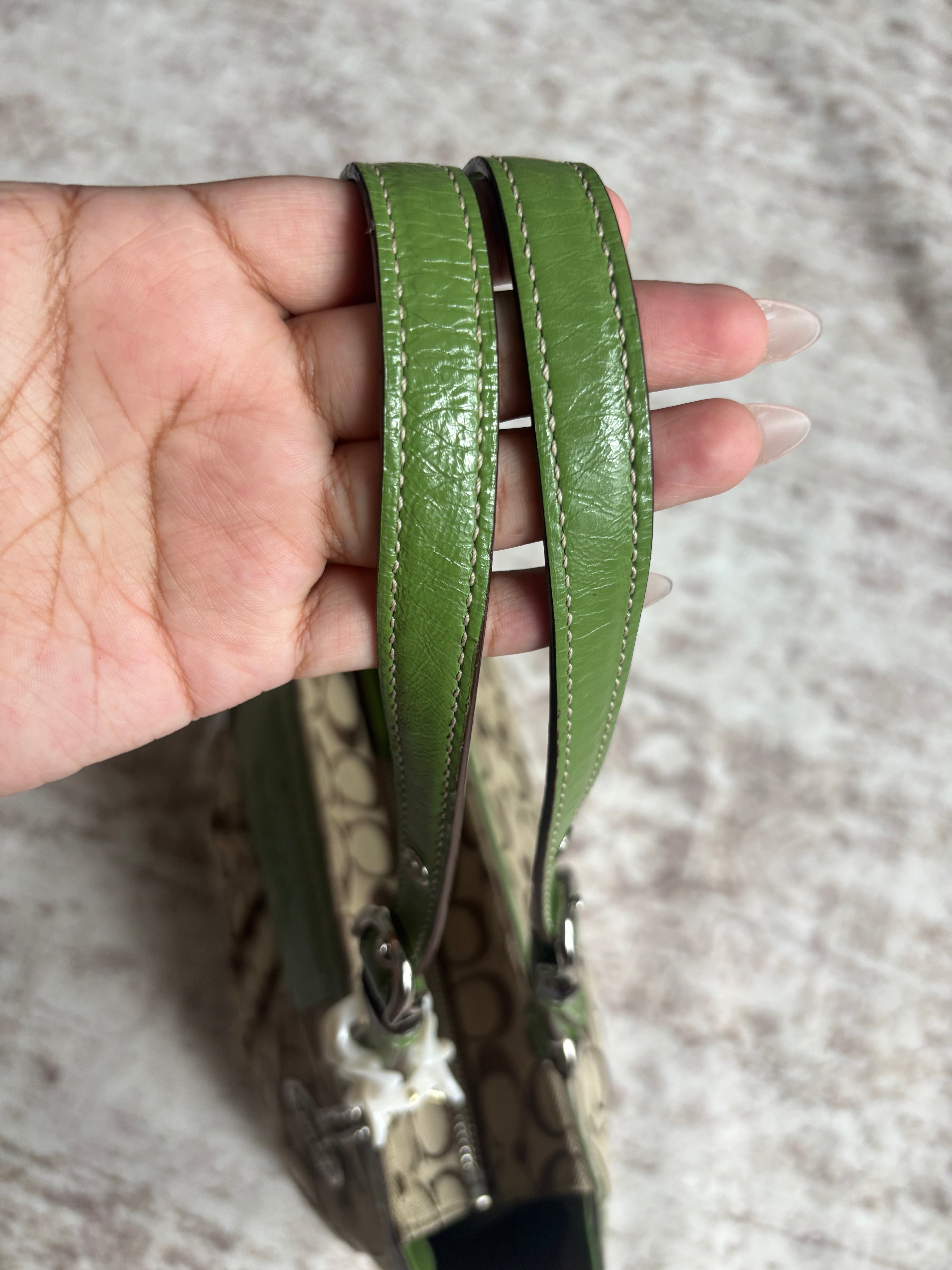 Y2K Coach Signature Green Tote Bag