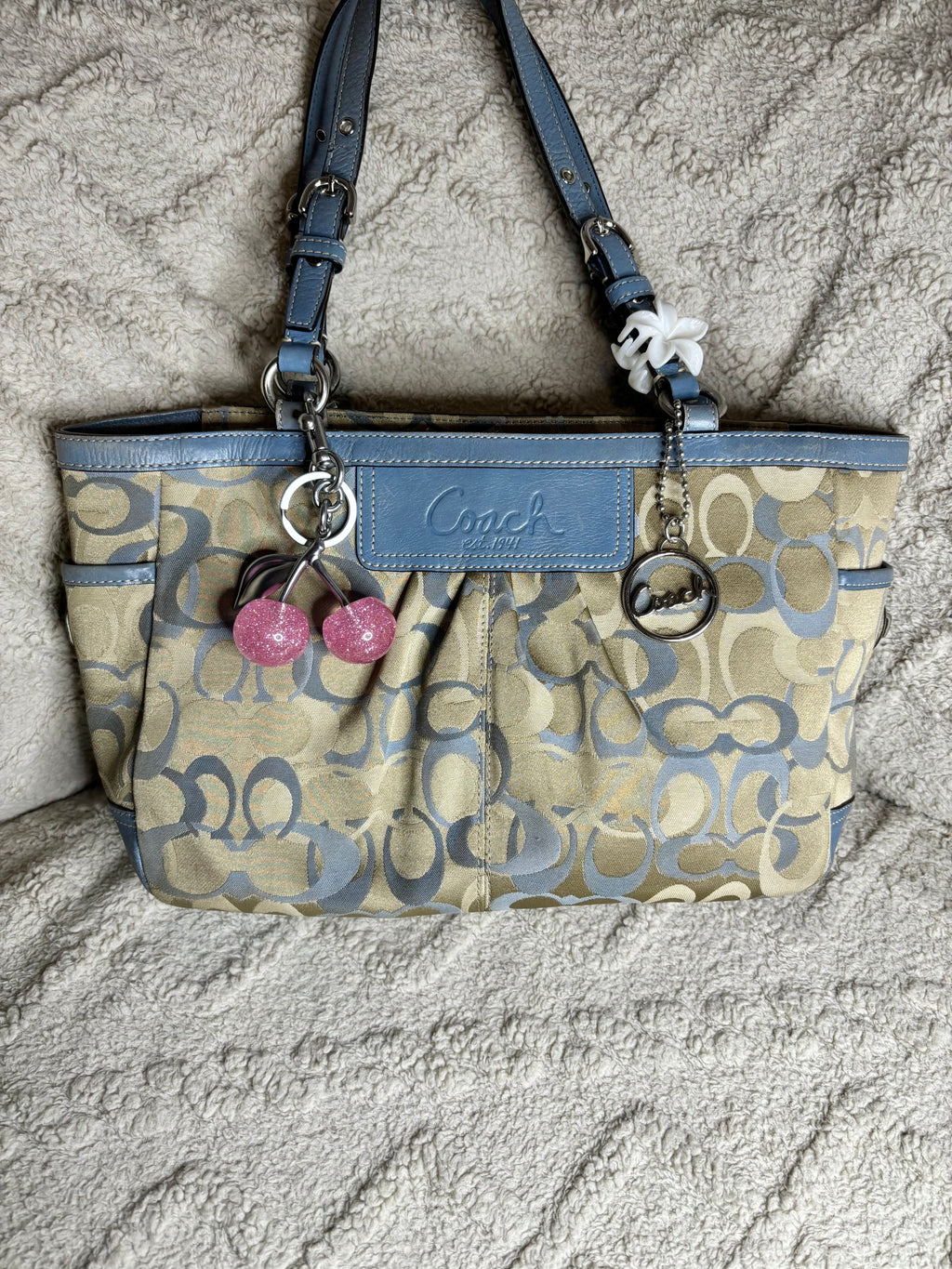 Y2K Coach Signature Blue Tote Bag