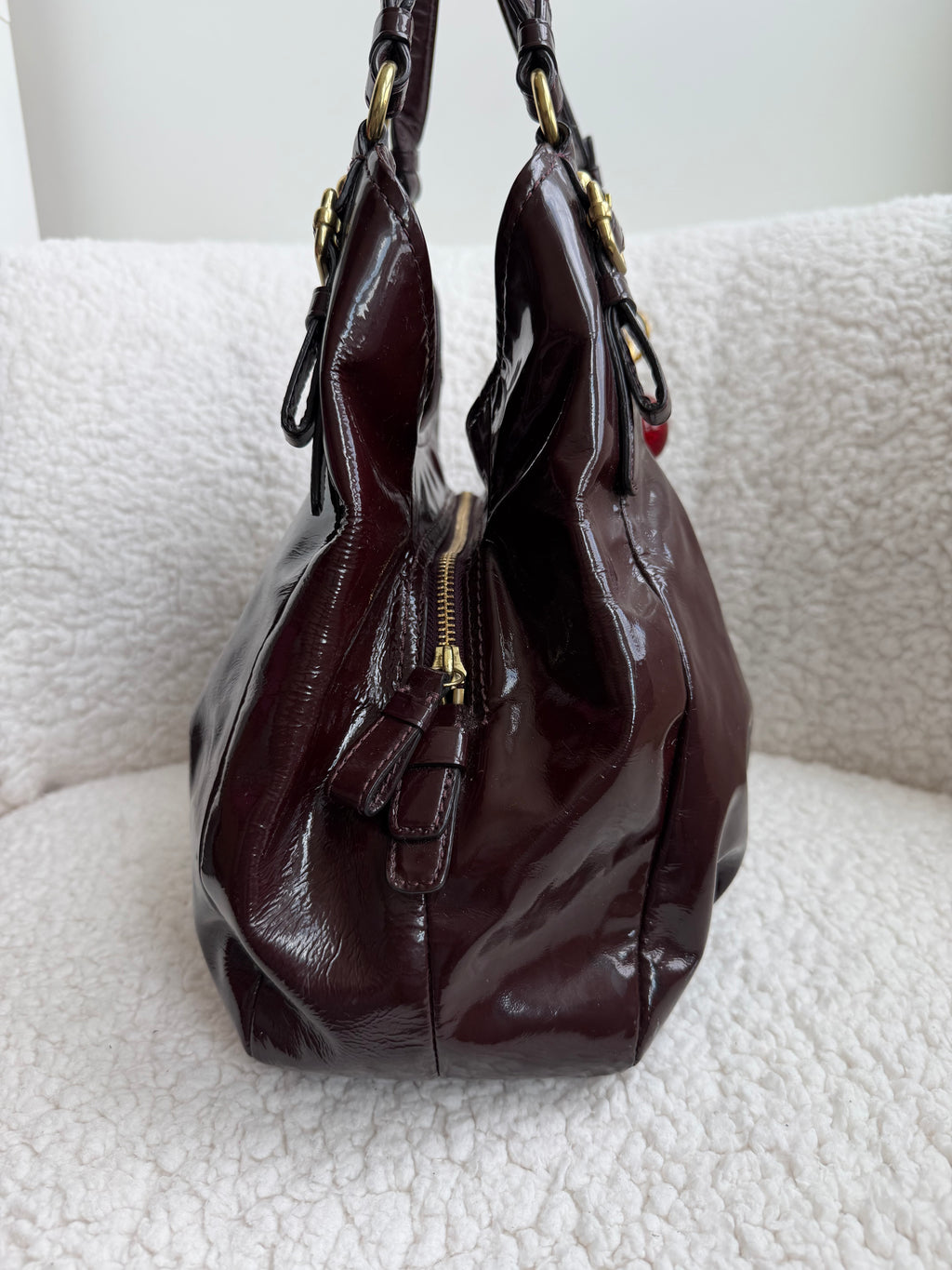 Coach Maggie Plum Patent Leather Shoulder Bag