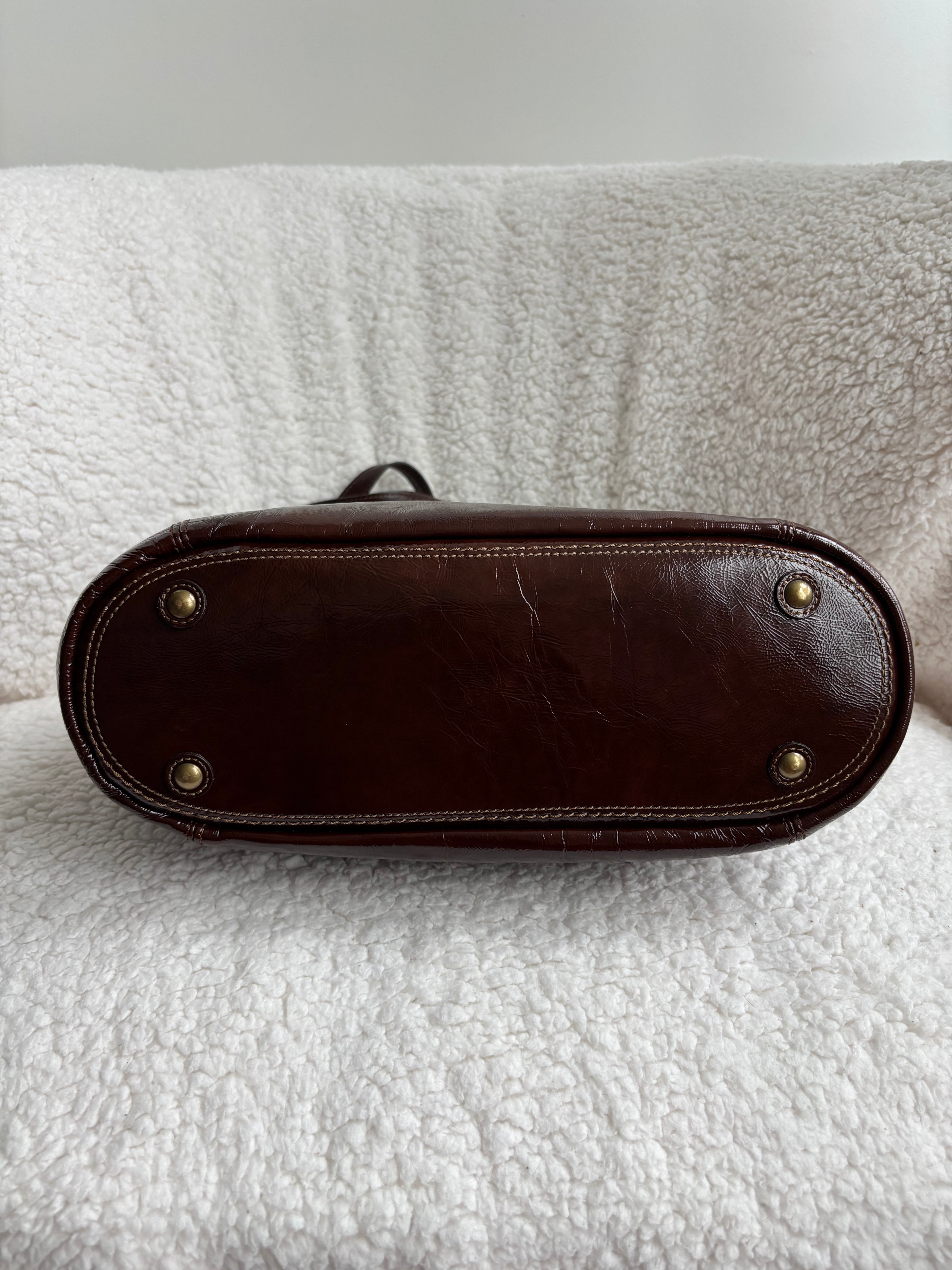 Coach Brown Patent Leather Tote