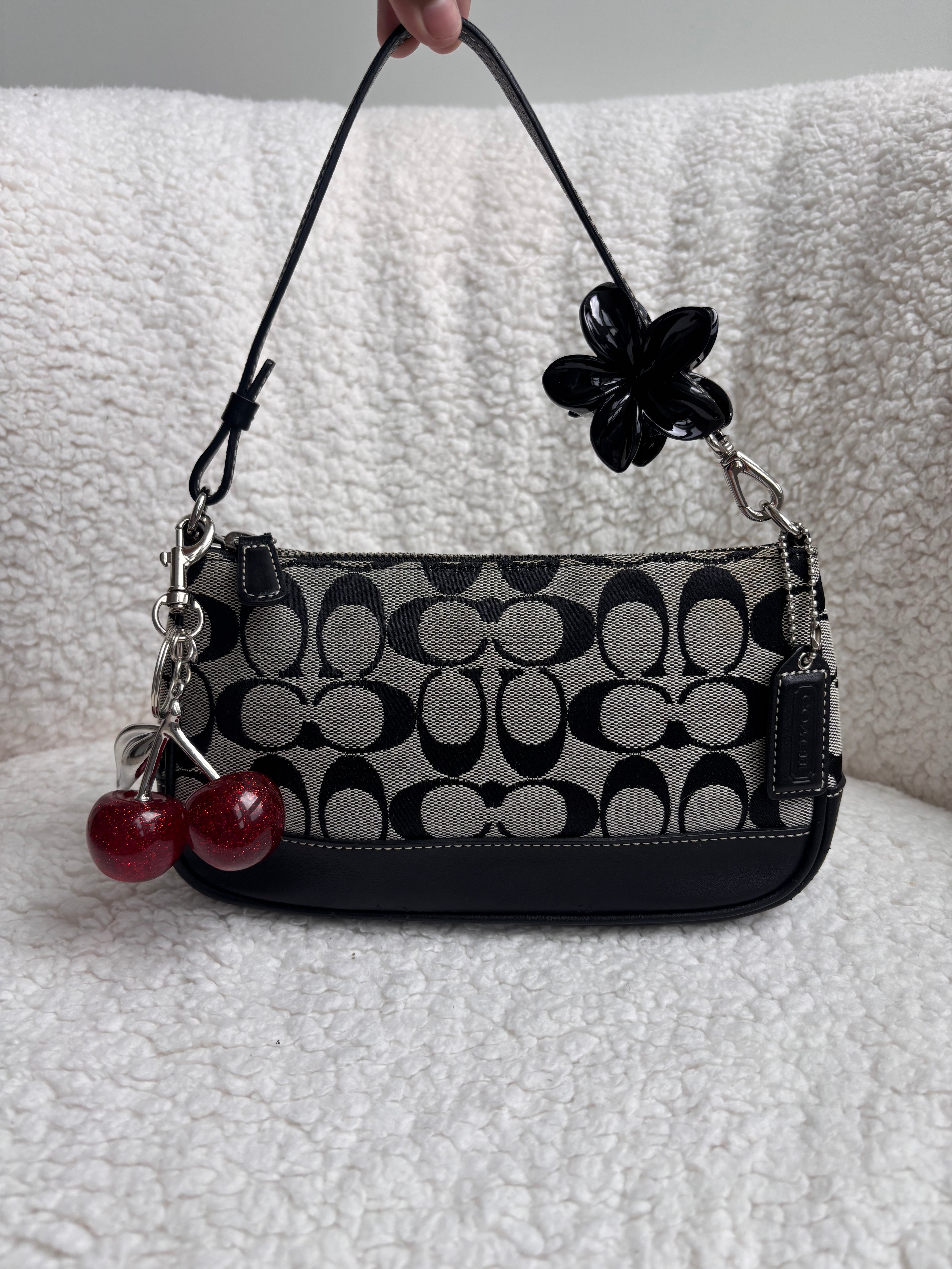 Coach Demi Bag Black and Grey Signature
