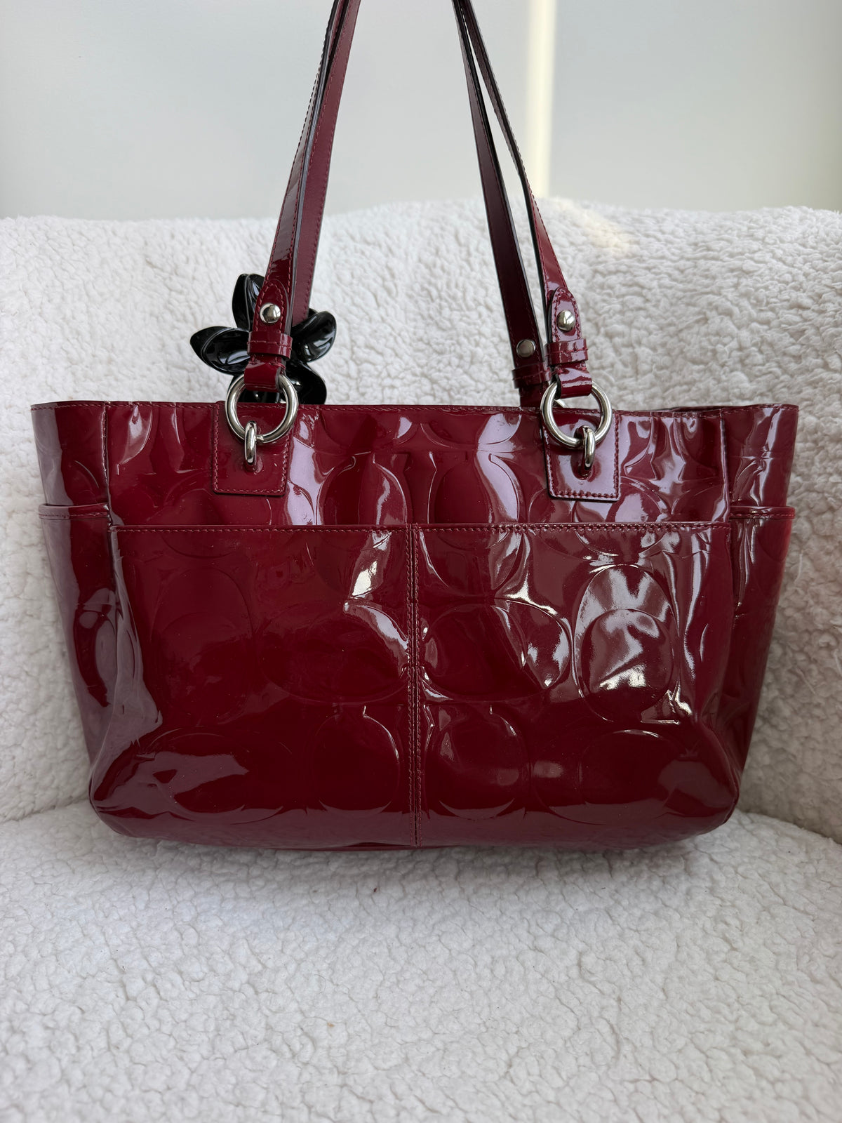 Coach Red Patent Leather Tote Bag