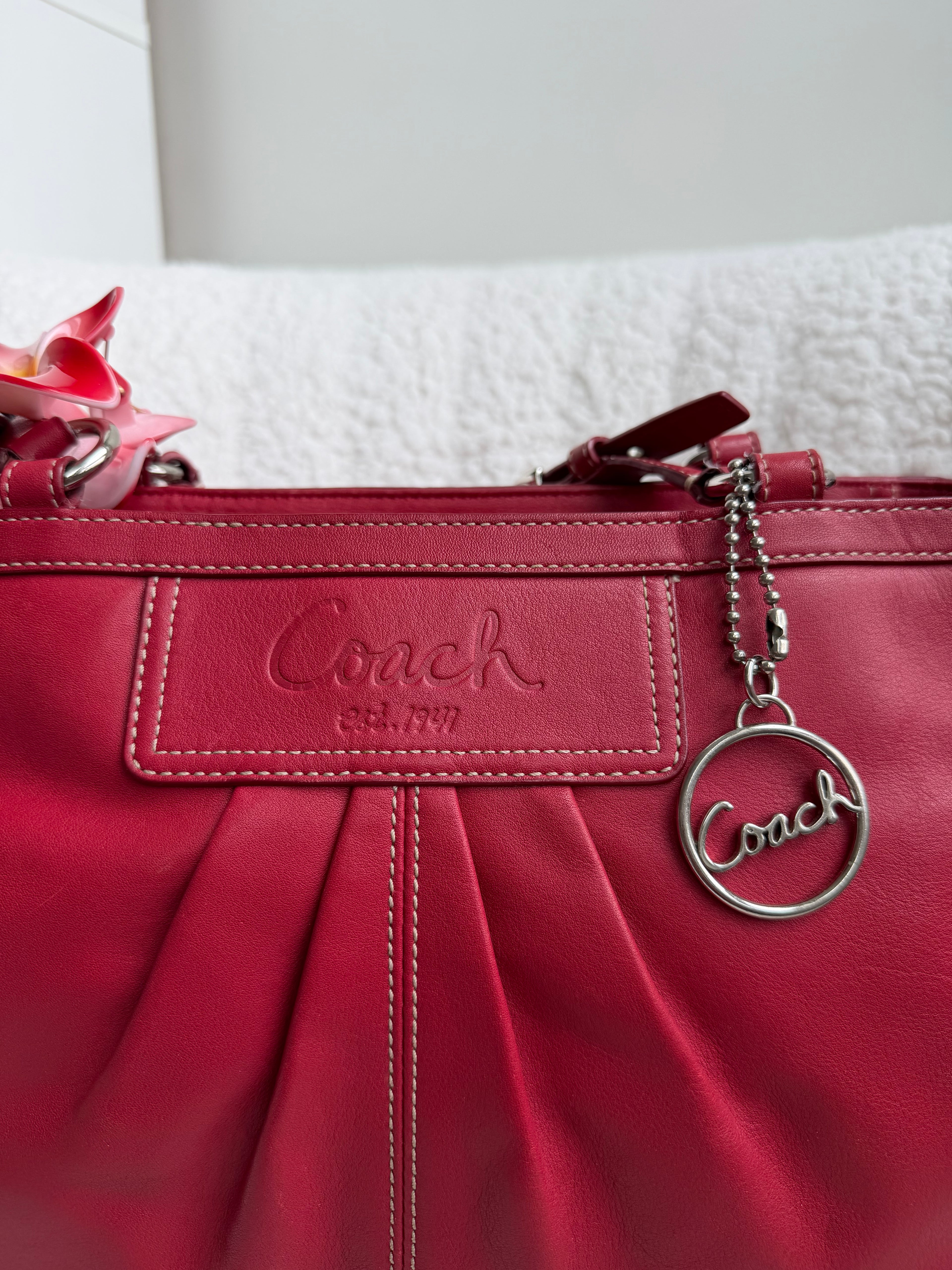 Coach Red Leather Tote