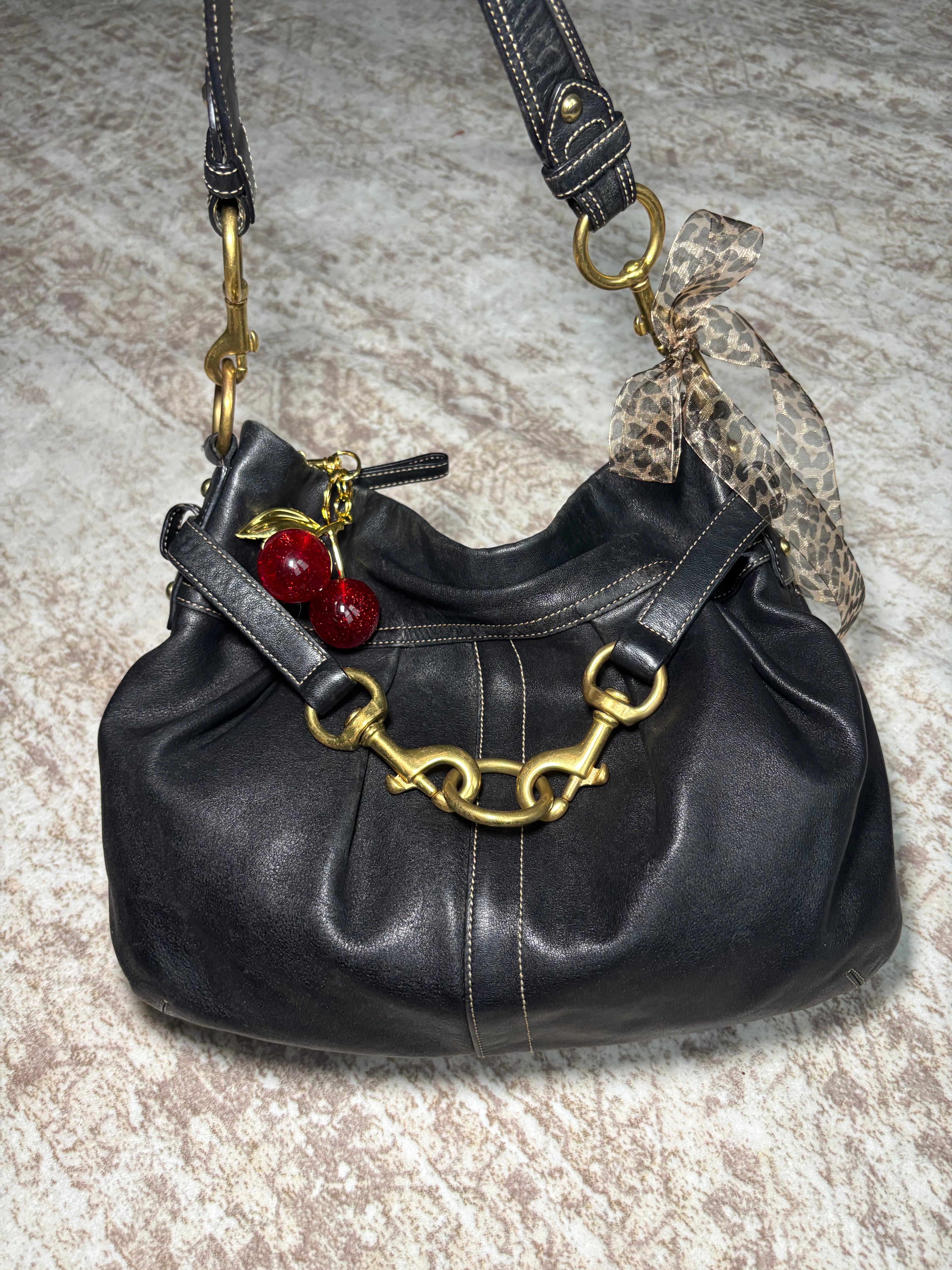 Coach Hamptons Black Belted Shoulder Bag