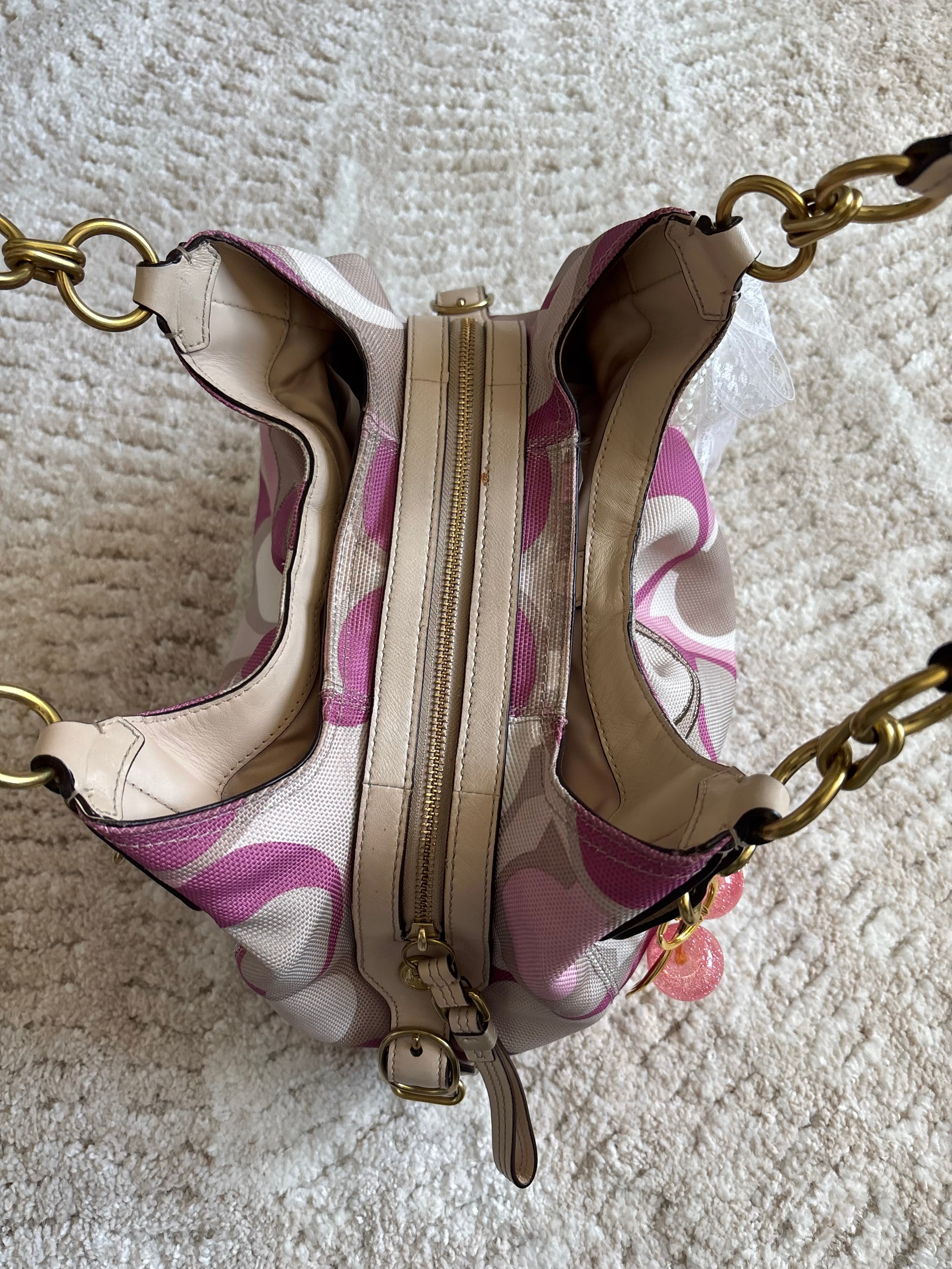 Coach Maggie Pink Canvas Shoulder Bag