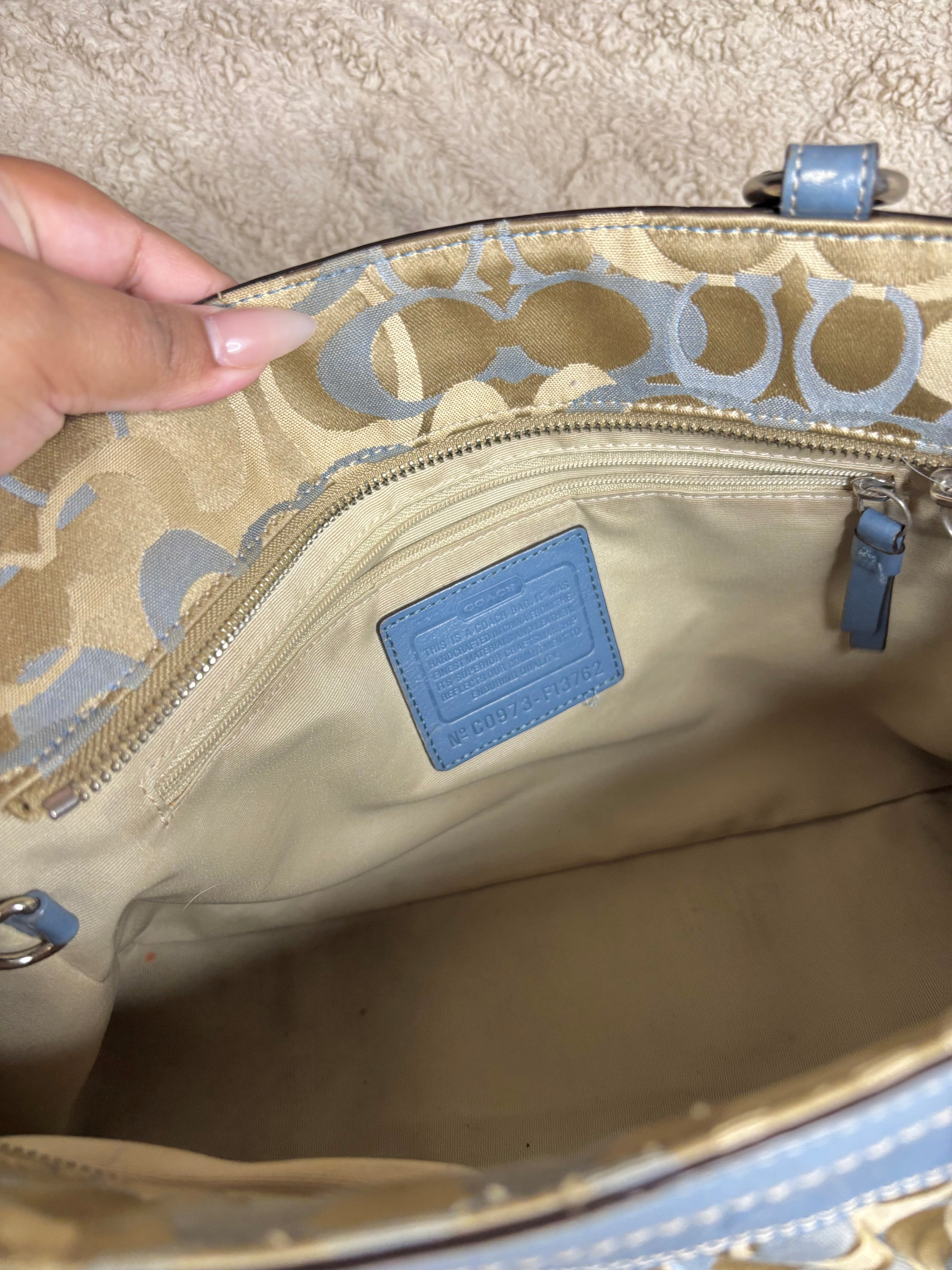 Y2K Coach Signature Blue Tote Bag