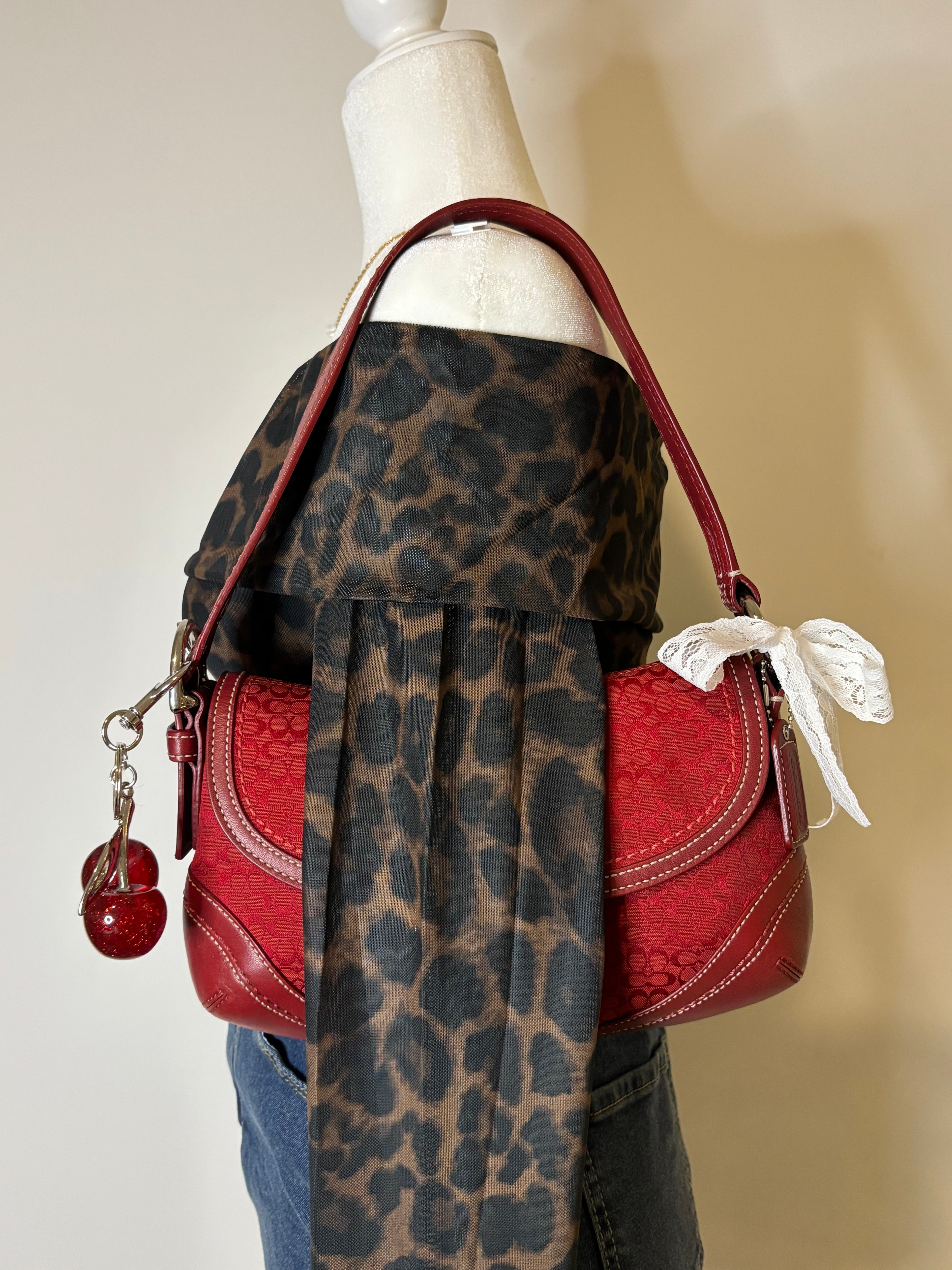 Y2K Coach Mini Soho Red Signature + Matching coin purse